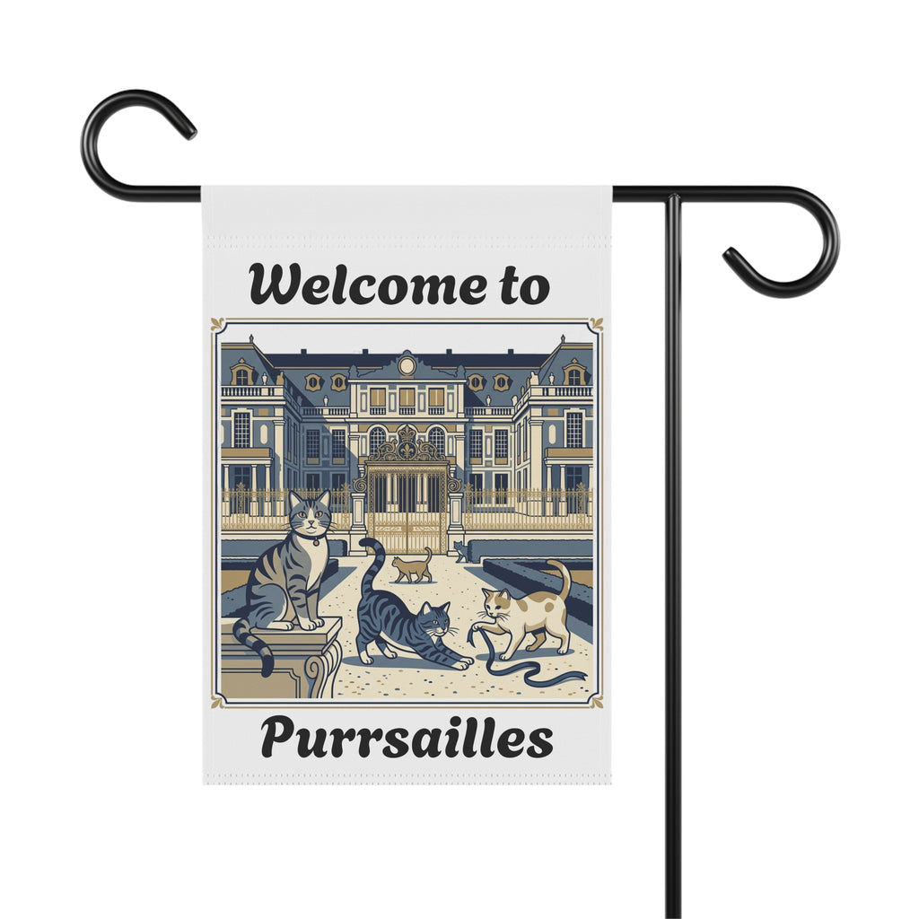 Welcome to Purrsailles lawn flag | House banner, cat chateau design