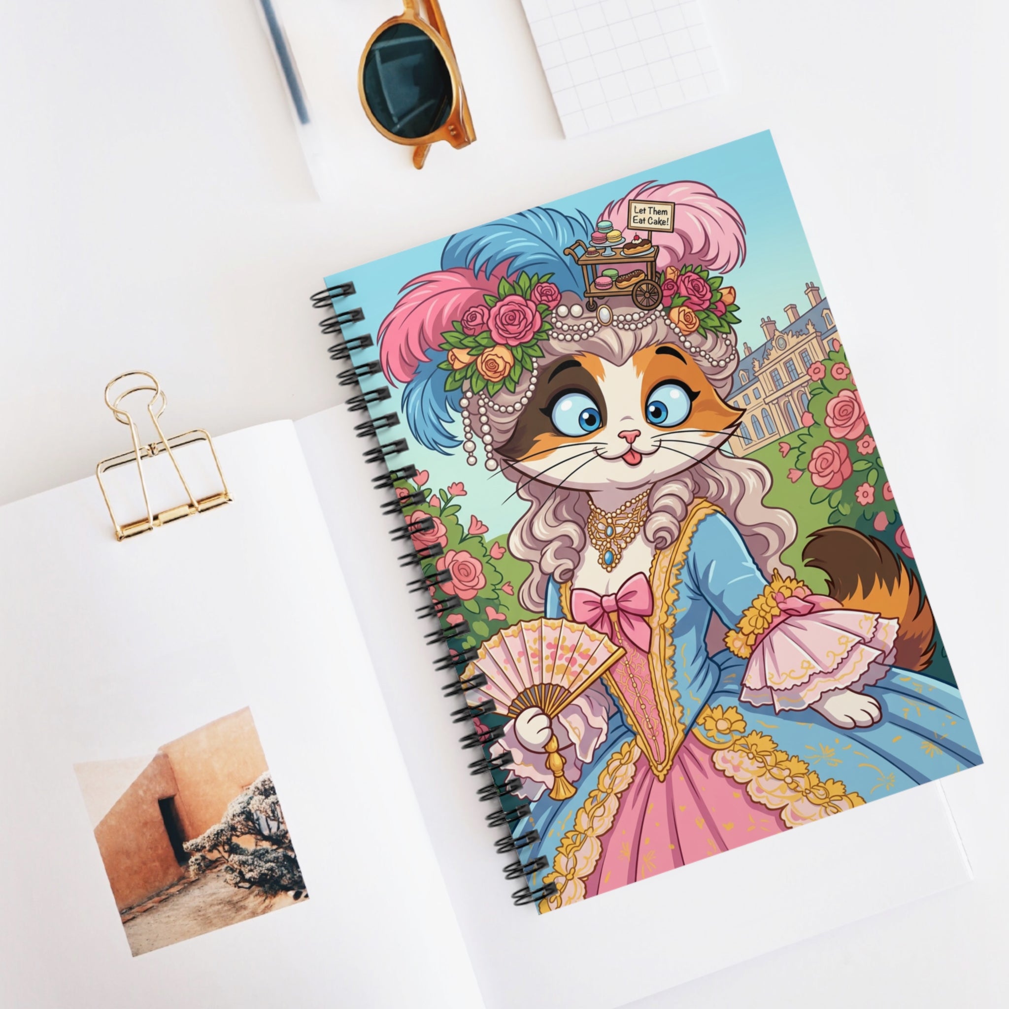 French AristoCat Journal | Rococo Cat in Dress Spiral Ruled Notebook