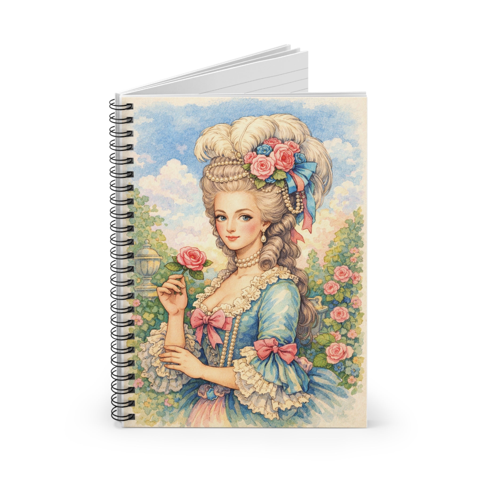 Marie Antoinette Pastel Illustration Spiral Notebook | 18th Century Portrait