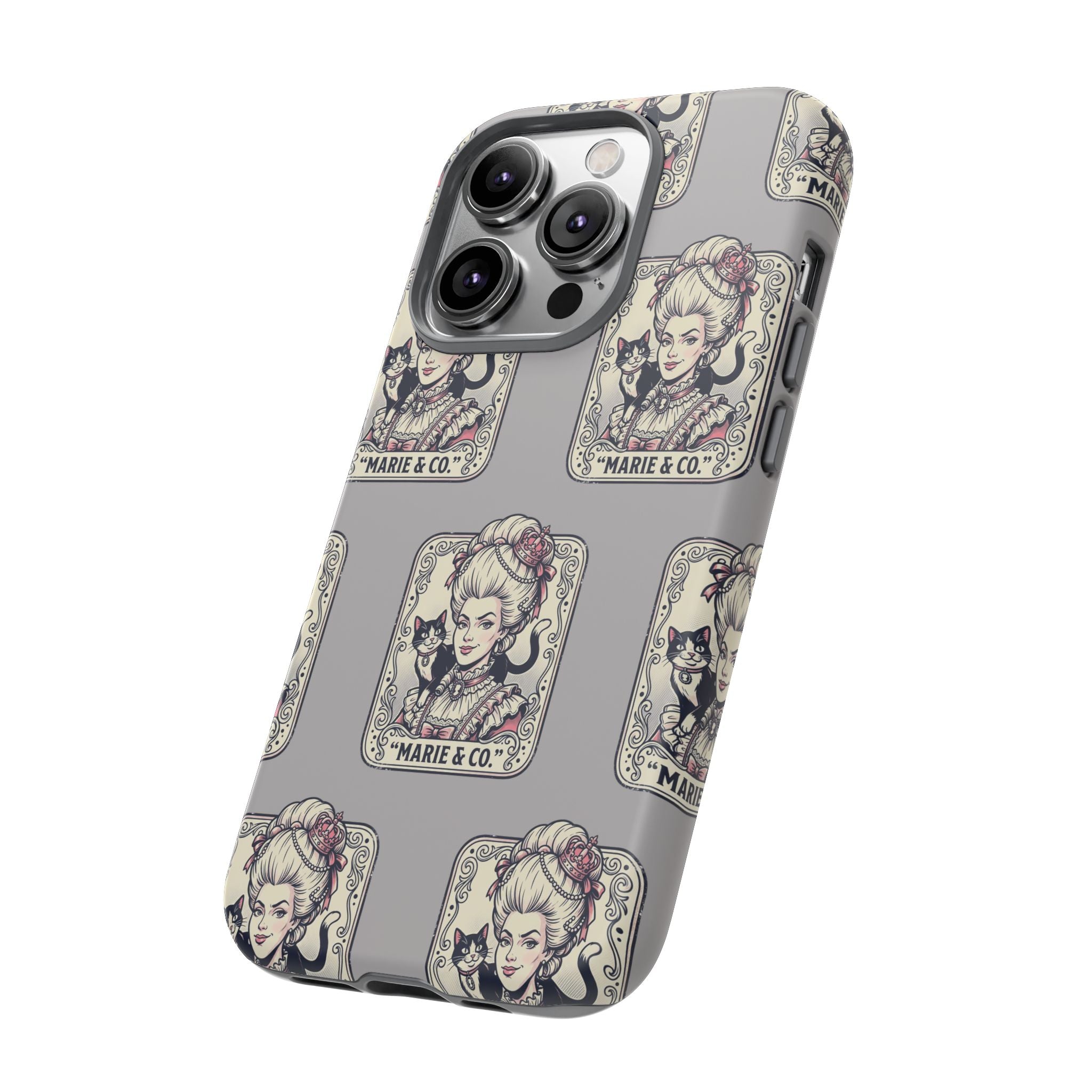 Marie Antoinette & Cat Pattern Tough Phone Case