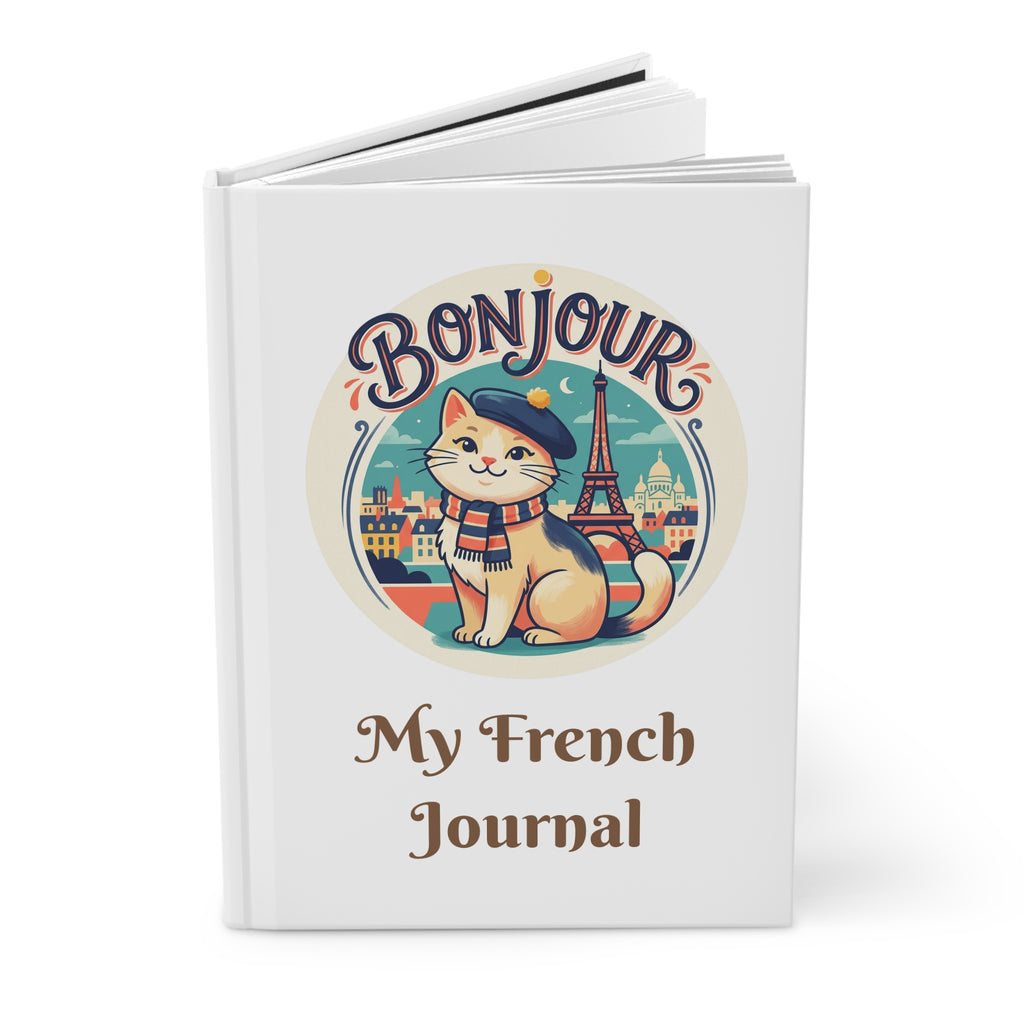 Bonjour Au Revoir Cat Journal | My French Journal Hardcover-White