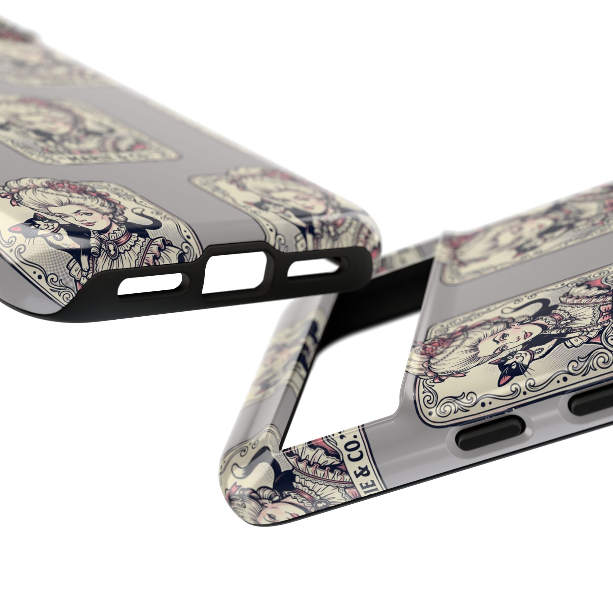 Marie Antoinette & Cat Pattern Tough Phone Case