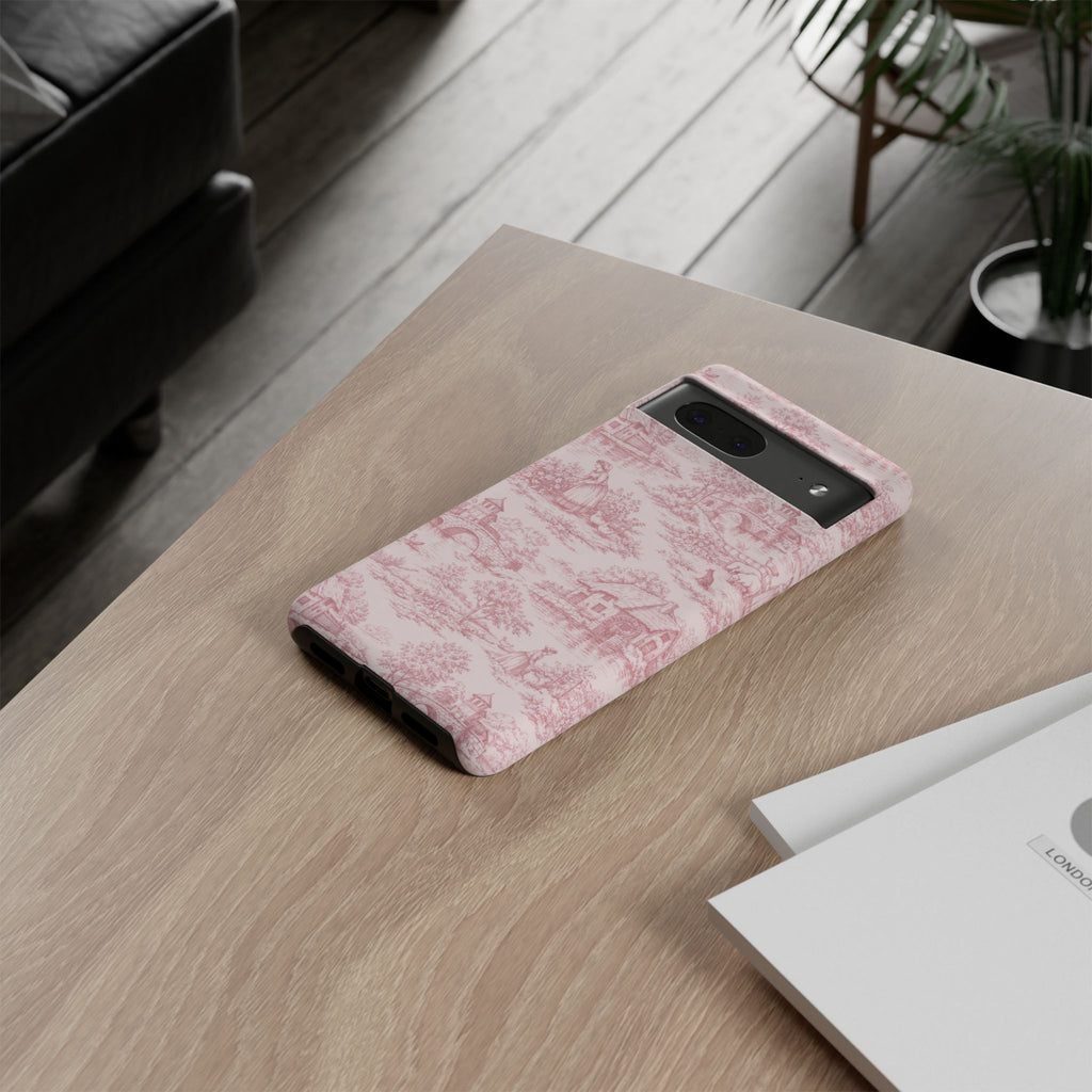 Le Hameau Pink Toile Phone Case — The Queen's Hamlet Pattern Tough Protective Case