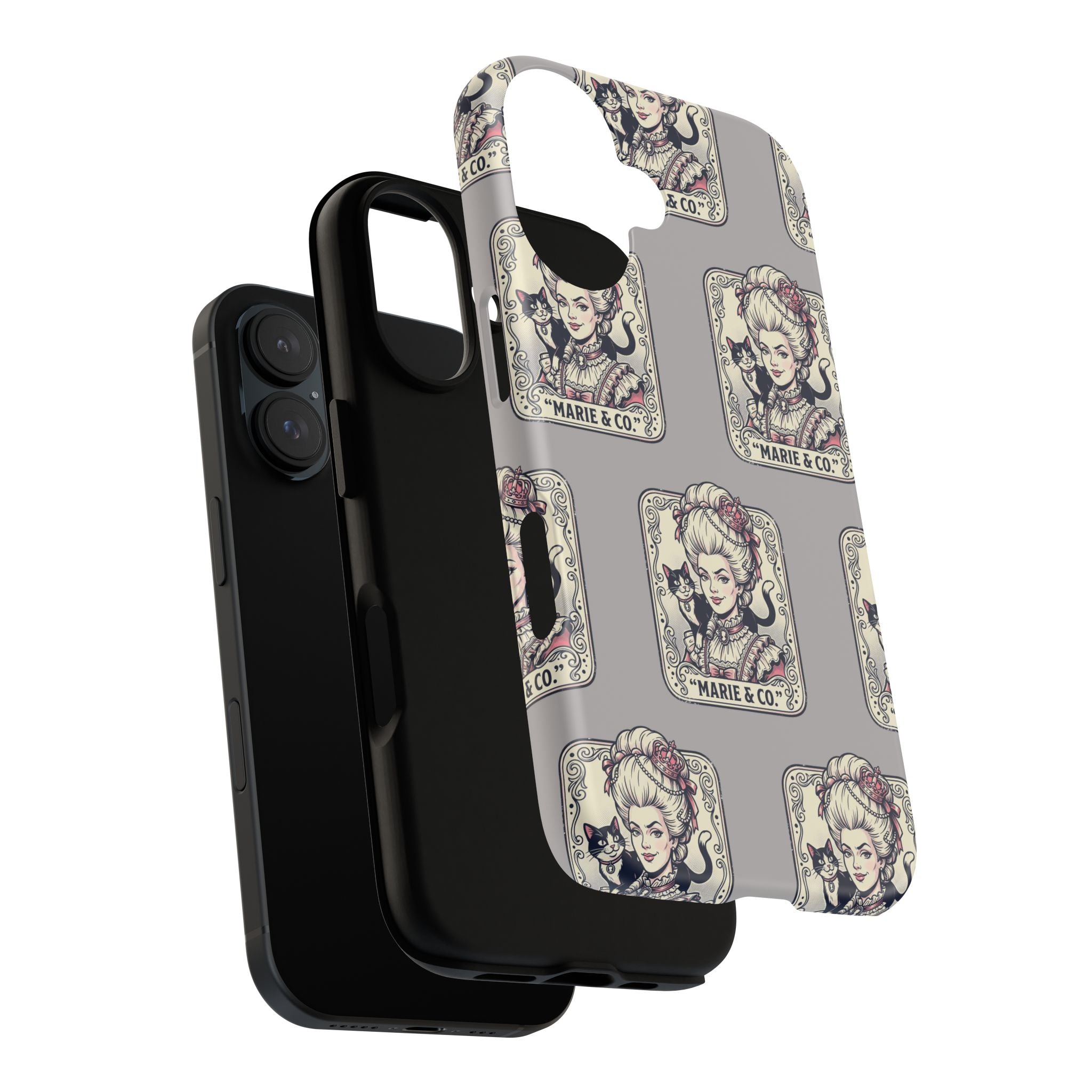 Marie Antoinette & Cat Pattern Tough Phone Case