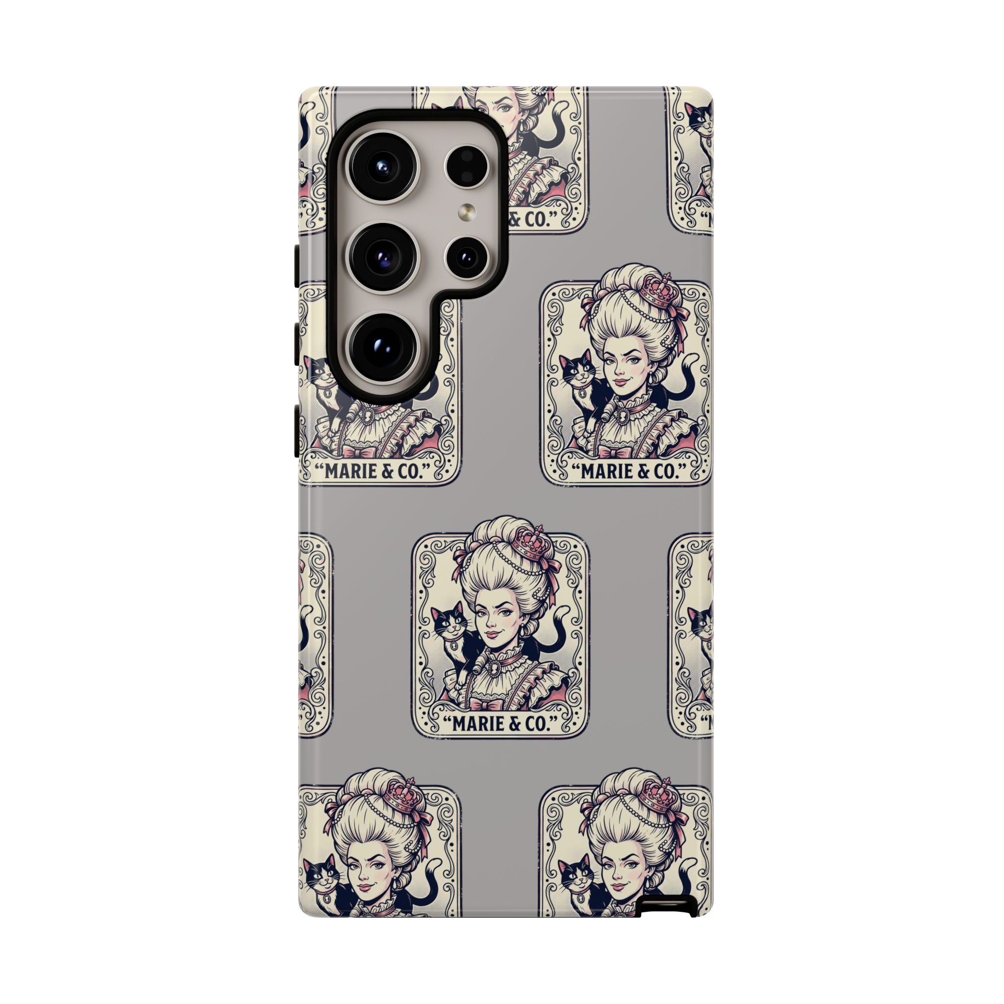 Marie Antoinette & Cat Pattern Tough Phone Case