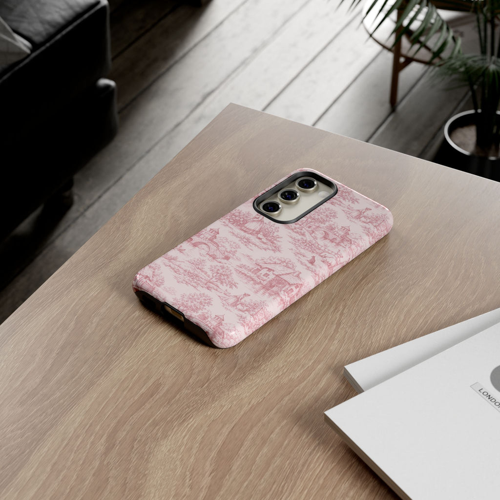 Le Hameau Pink Toile Phone Case — The Queen's Hamlet Pattern Tough Protective Case