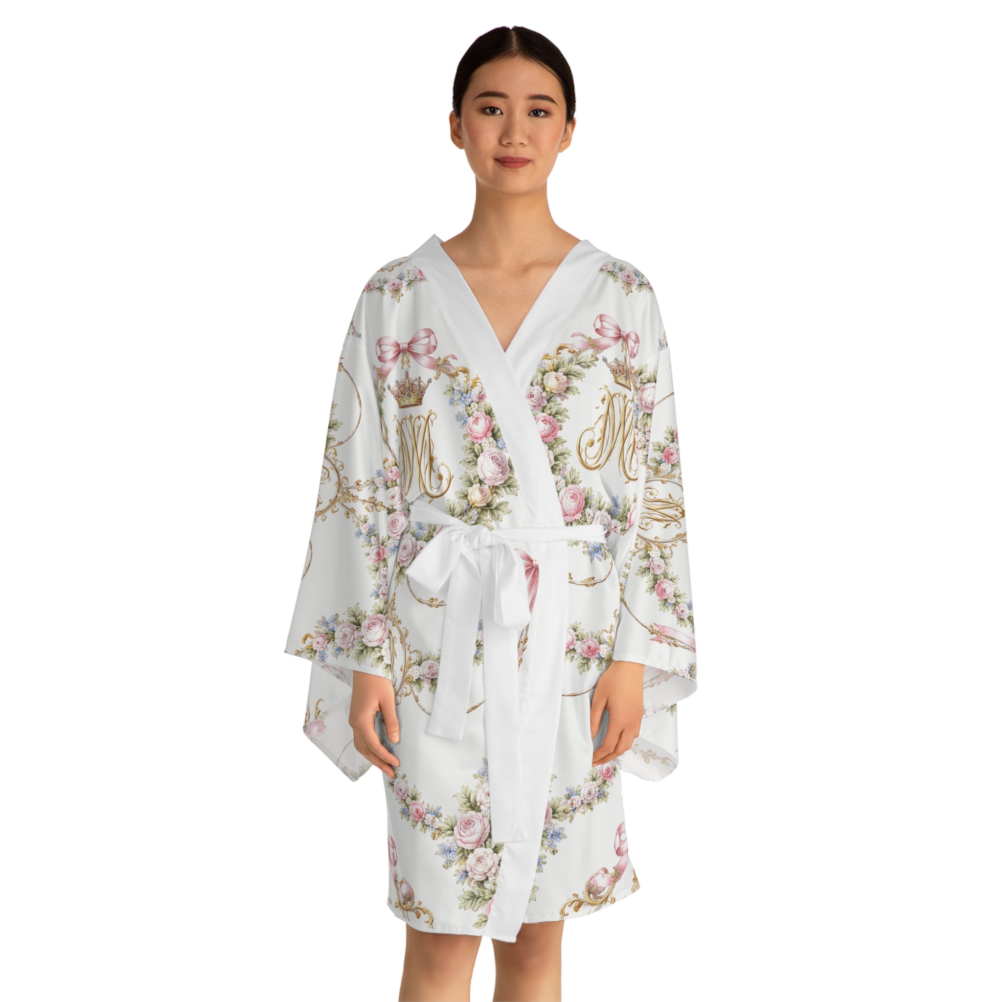 Floral Monogram Kimono Robe – Marie Antoinette Monogram Lightweight Robe