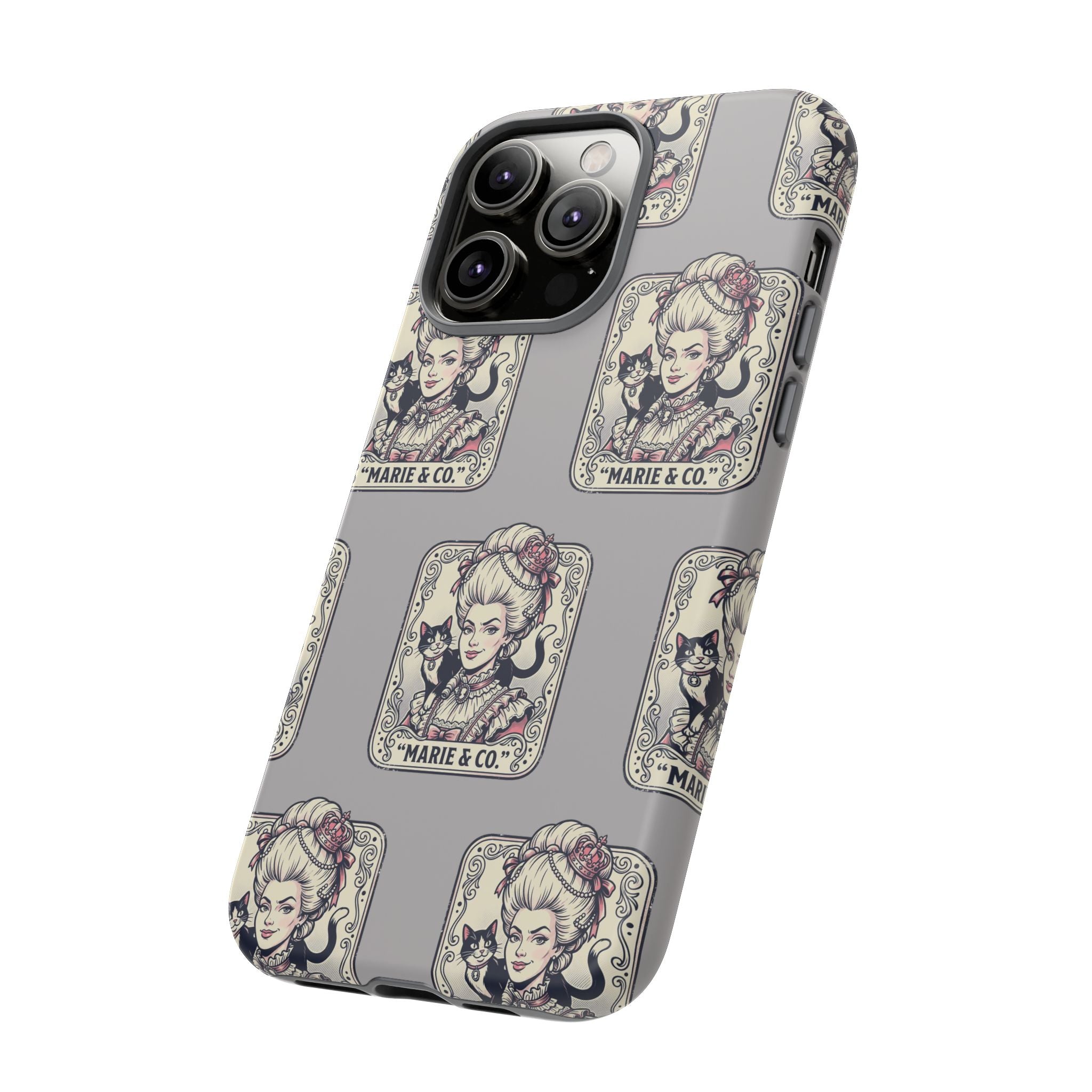 Marie Antoinette & Cat Pattern Tough Phone Case