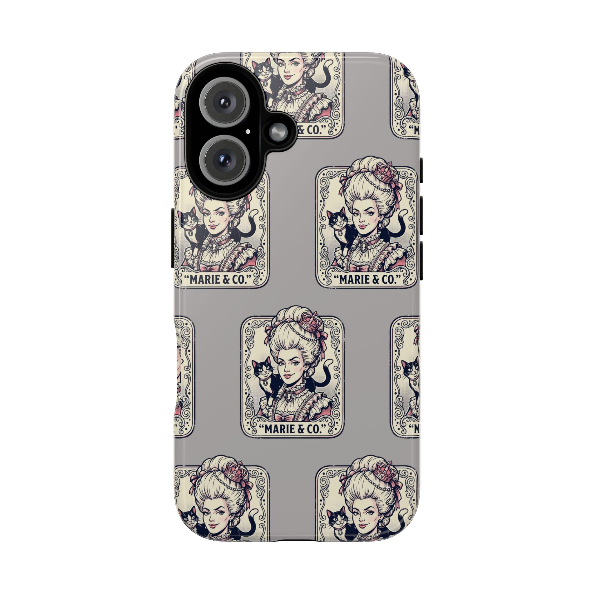 Marie Antoinette & Cat Pattern Tough Phone Case