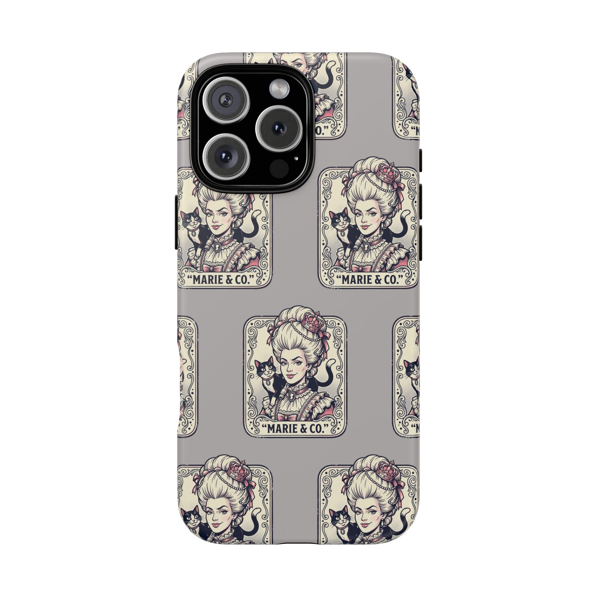Marie Antoinette & Cat Pattern Tough Phone Case