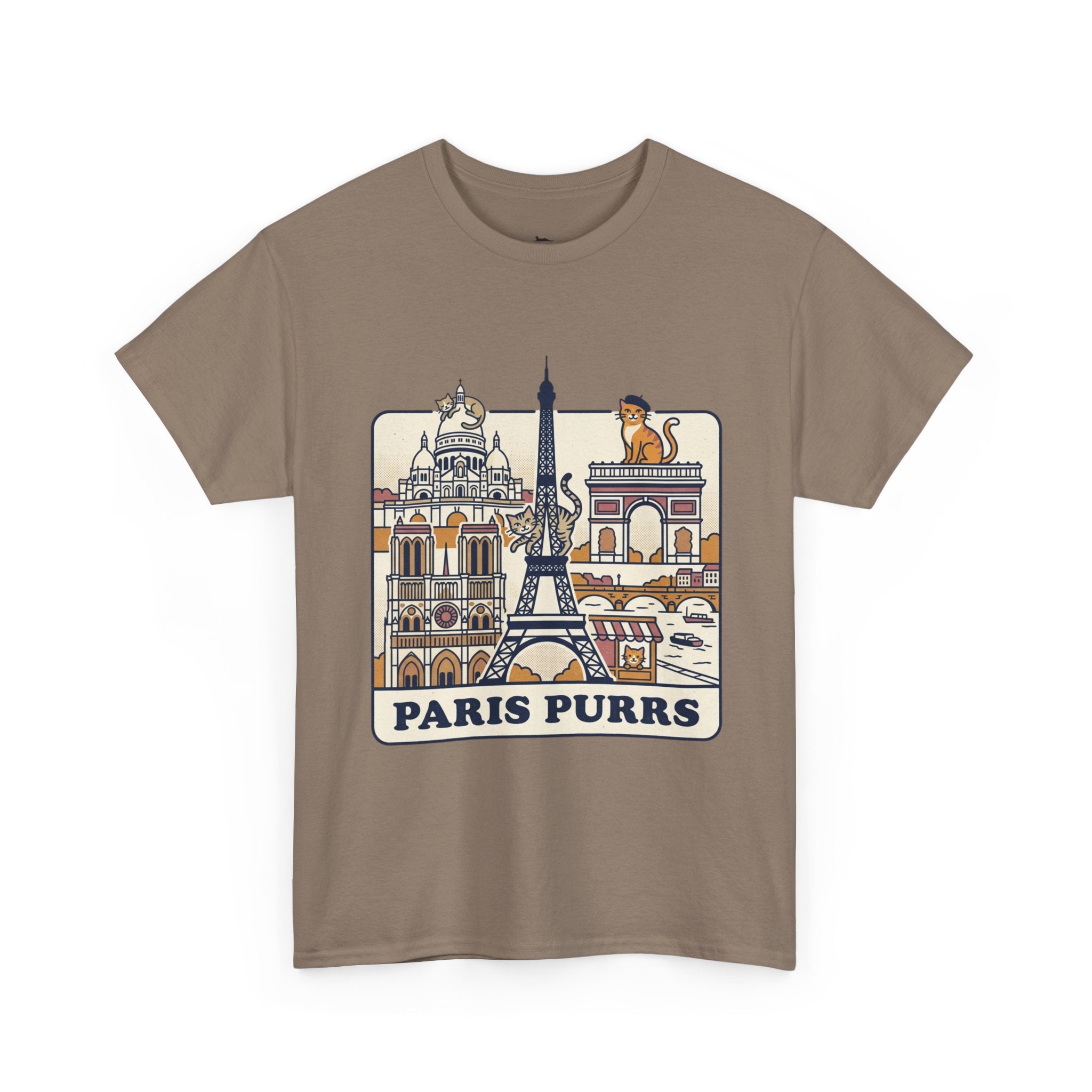 Paris Purrs Tee | Eiffel Tower Cat Illustration, Paris Landmarks Shirt