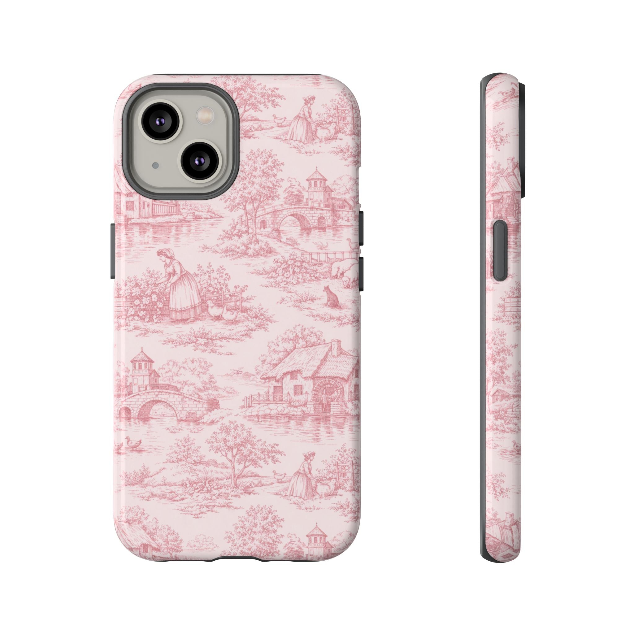 Le Hameau Pink Toile Phone Case — The Queen's Hamlet Pattern Tough Protective Case