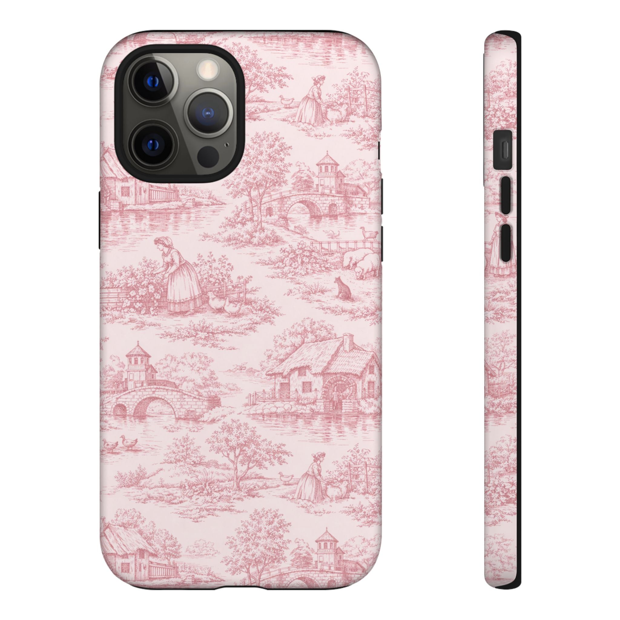 Le Hameau Pink Toile Phone Case — The Queen's Hamlet Pattern Tough Protective Case