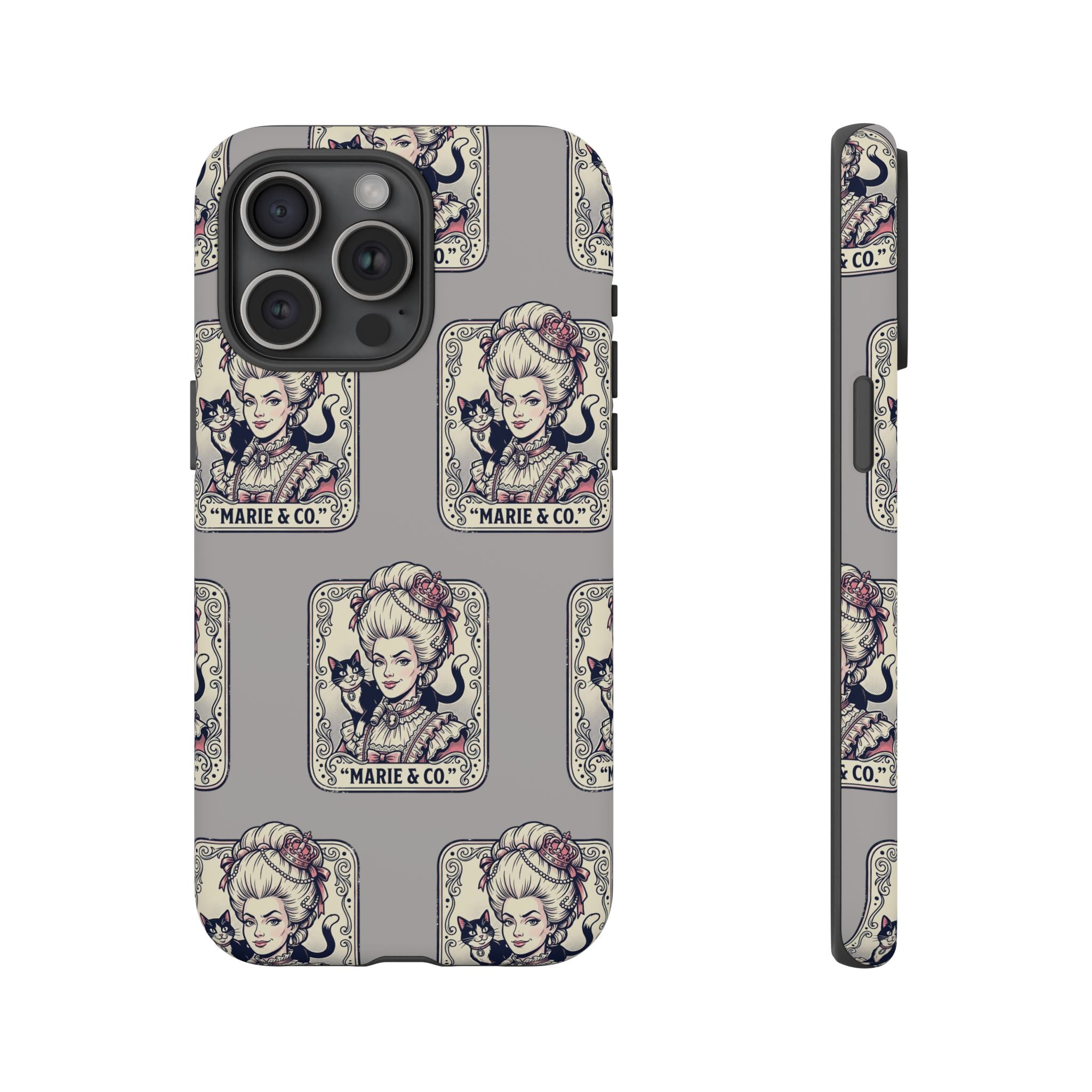 Marie Antoinette & Cat Pattern Tough Phone Case