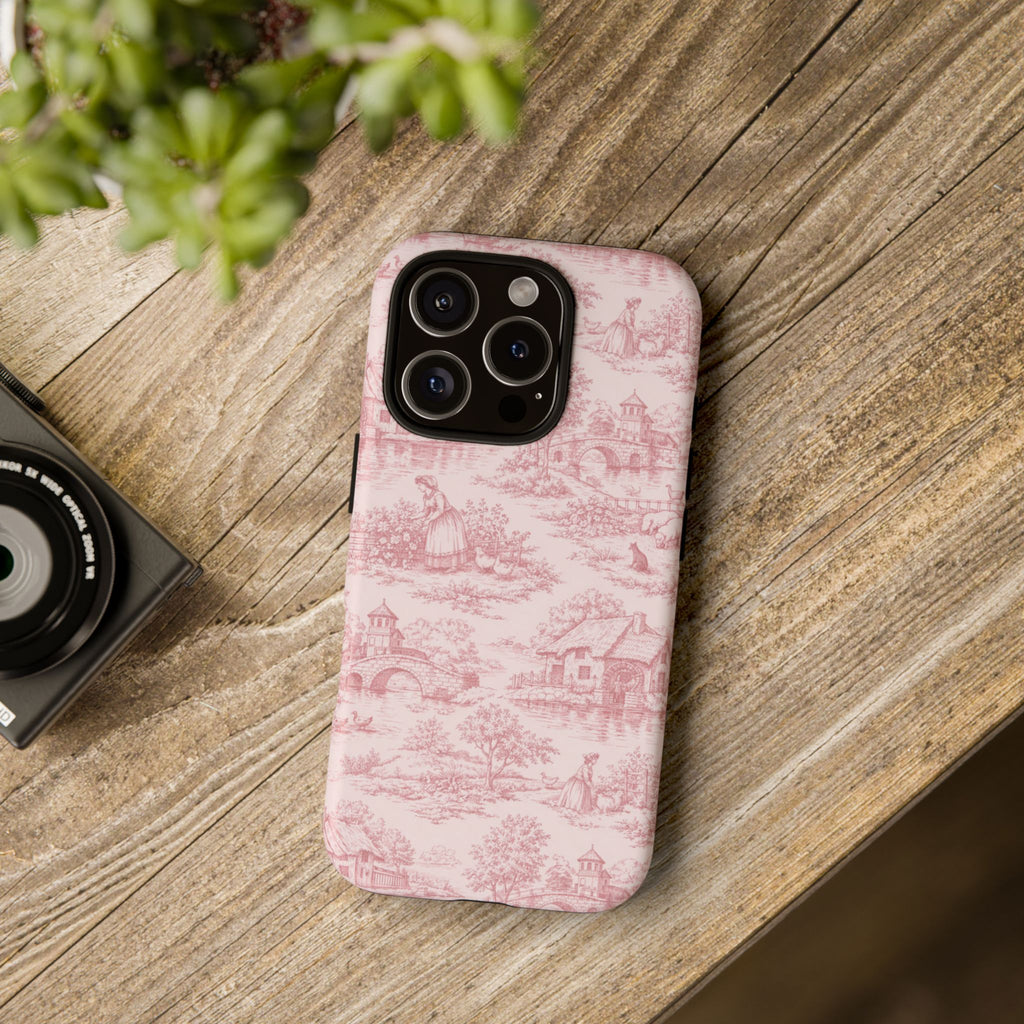 Le Hameau Pink Toile Phone Case — The Queen's Hamlet Pattern Tough Protective Case