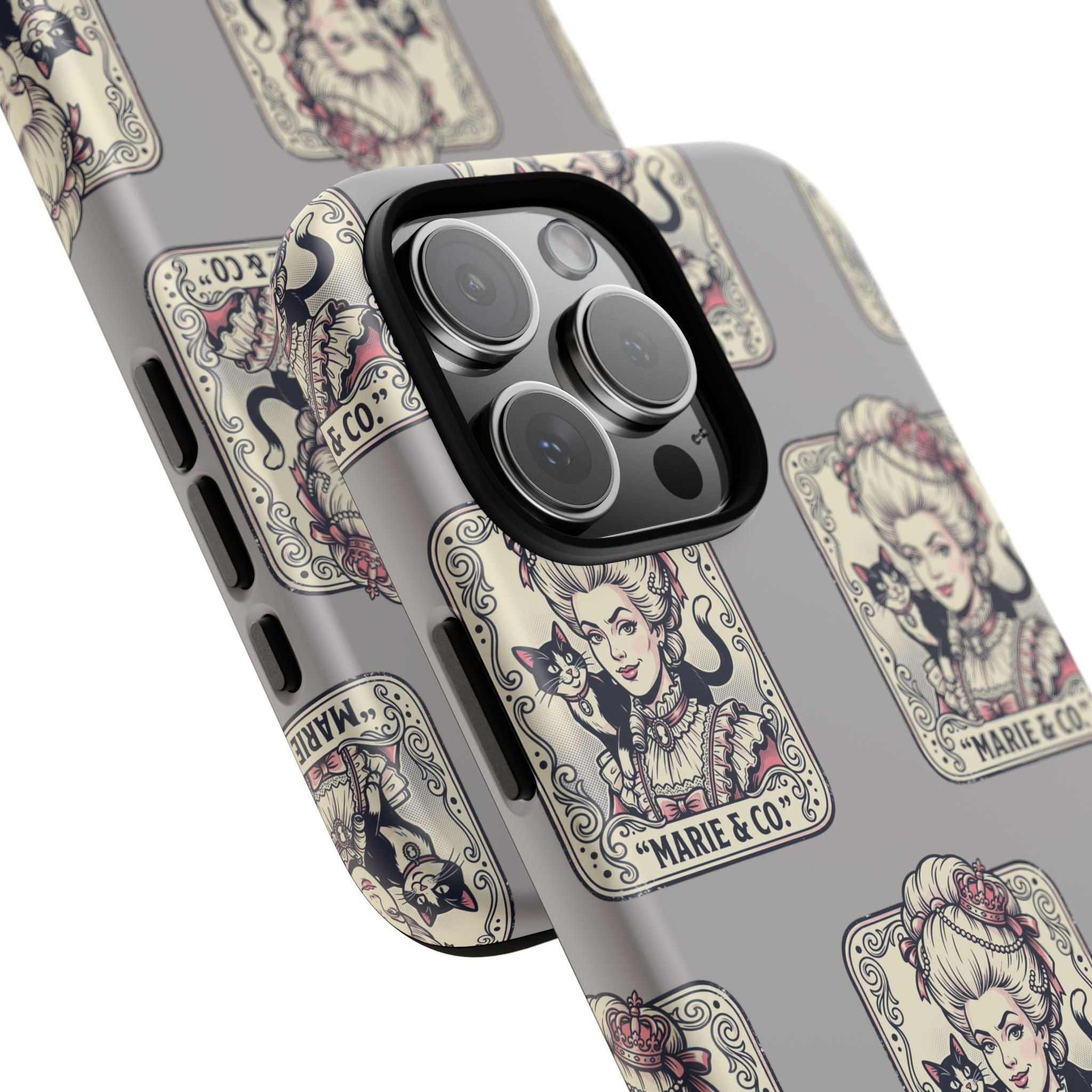 Marie Antoinette & Cat Pattern Tough Phone Case