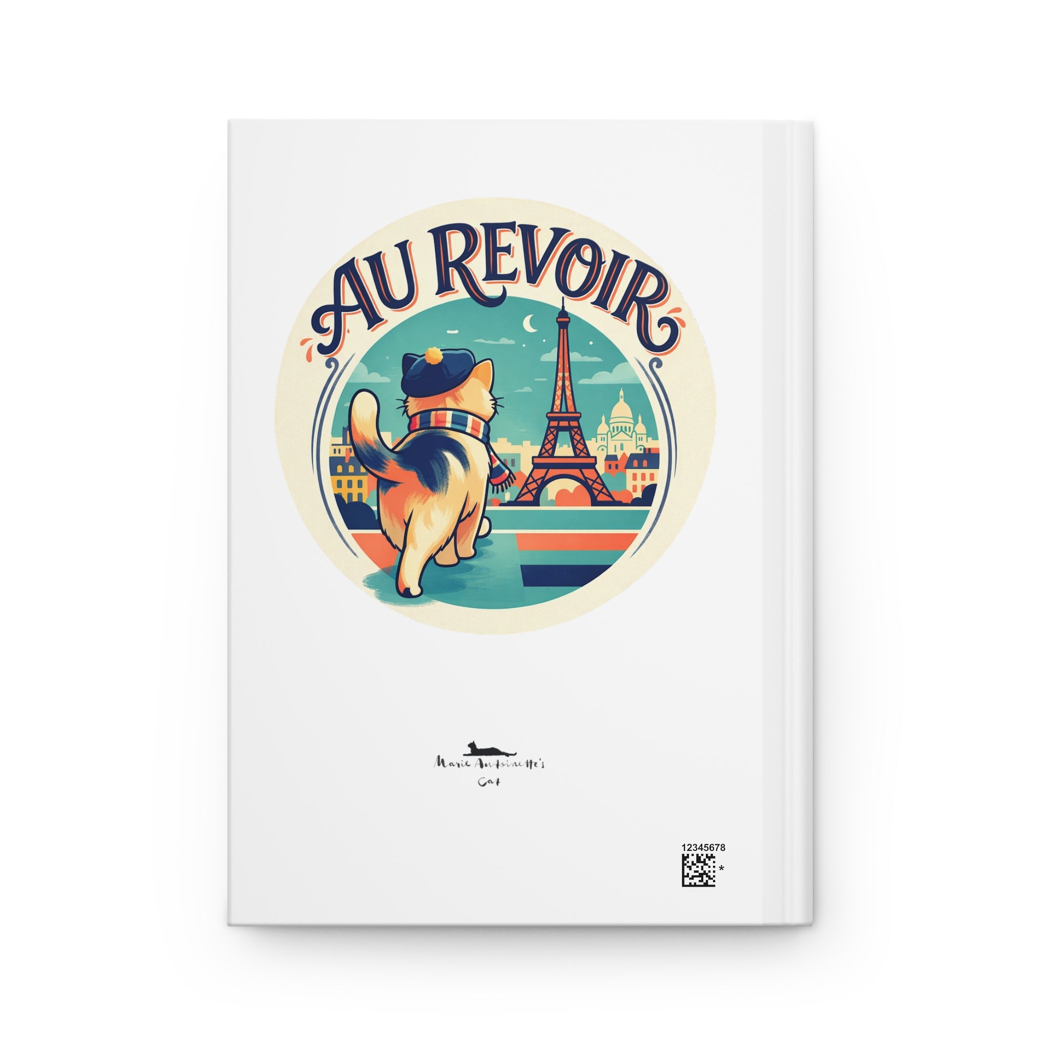 Back Cover of Bonjour Au Revoir Cat Journal | My French Journal Hardcover-White