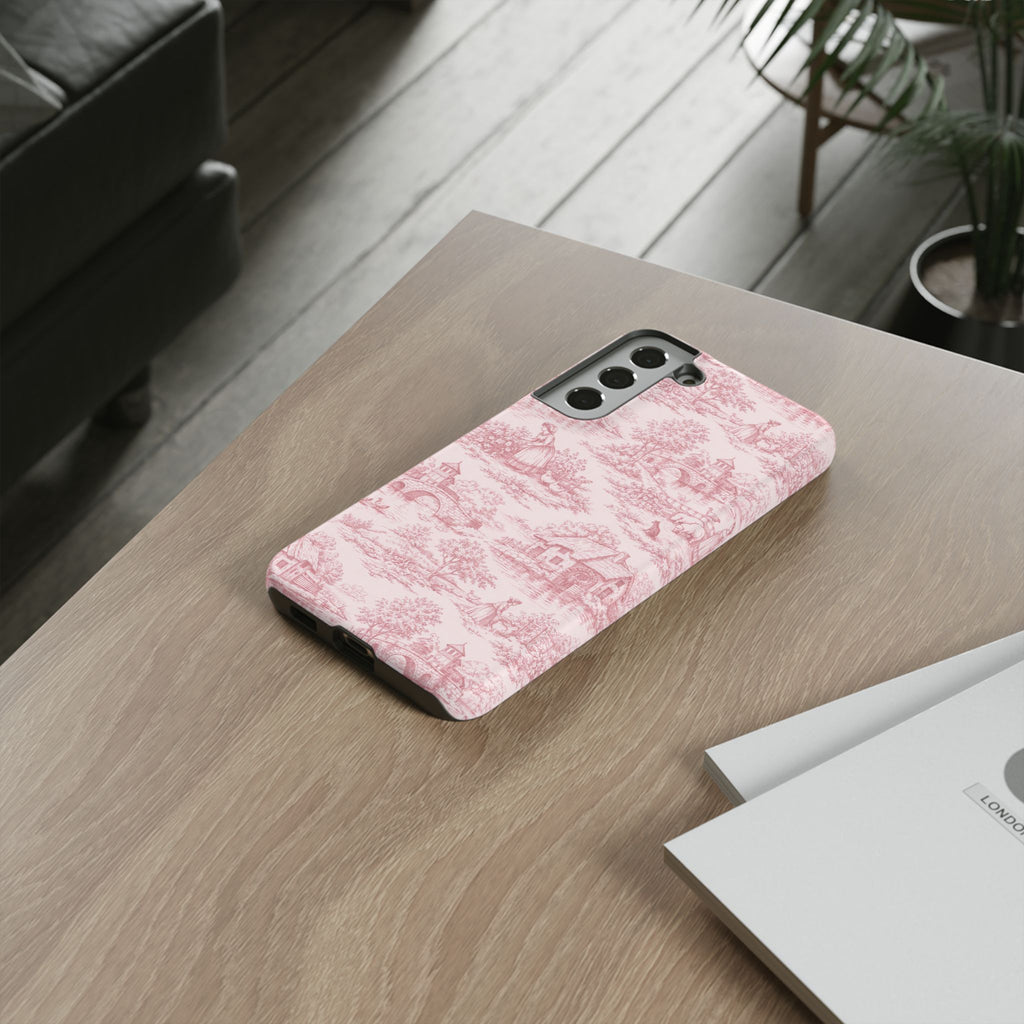 Le Hameau Pink Toile Phone Case — The Queen's Hamlet Pattern Tough Protective Case
