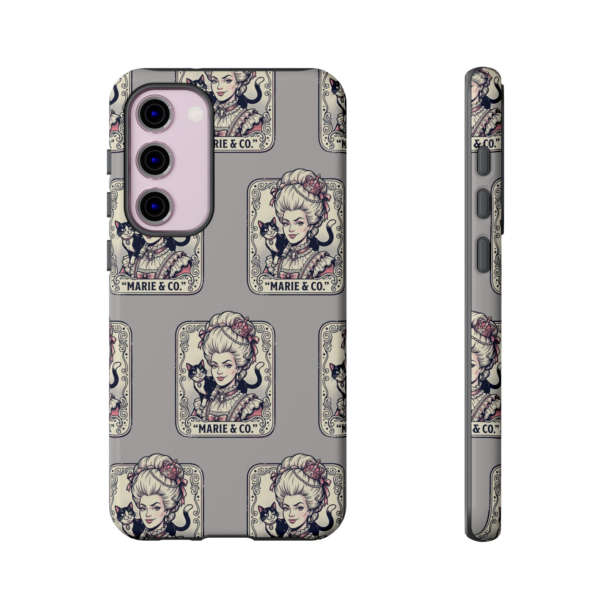 Marie Antoinette & Cat Pattern Tough Phone Case