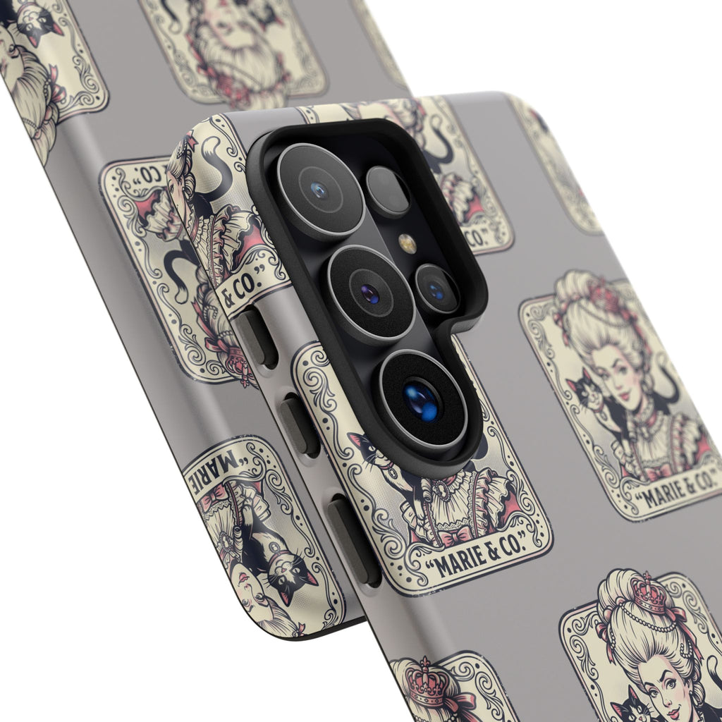 Marie Antoinette & Cat Pattern Tough Phone Case