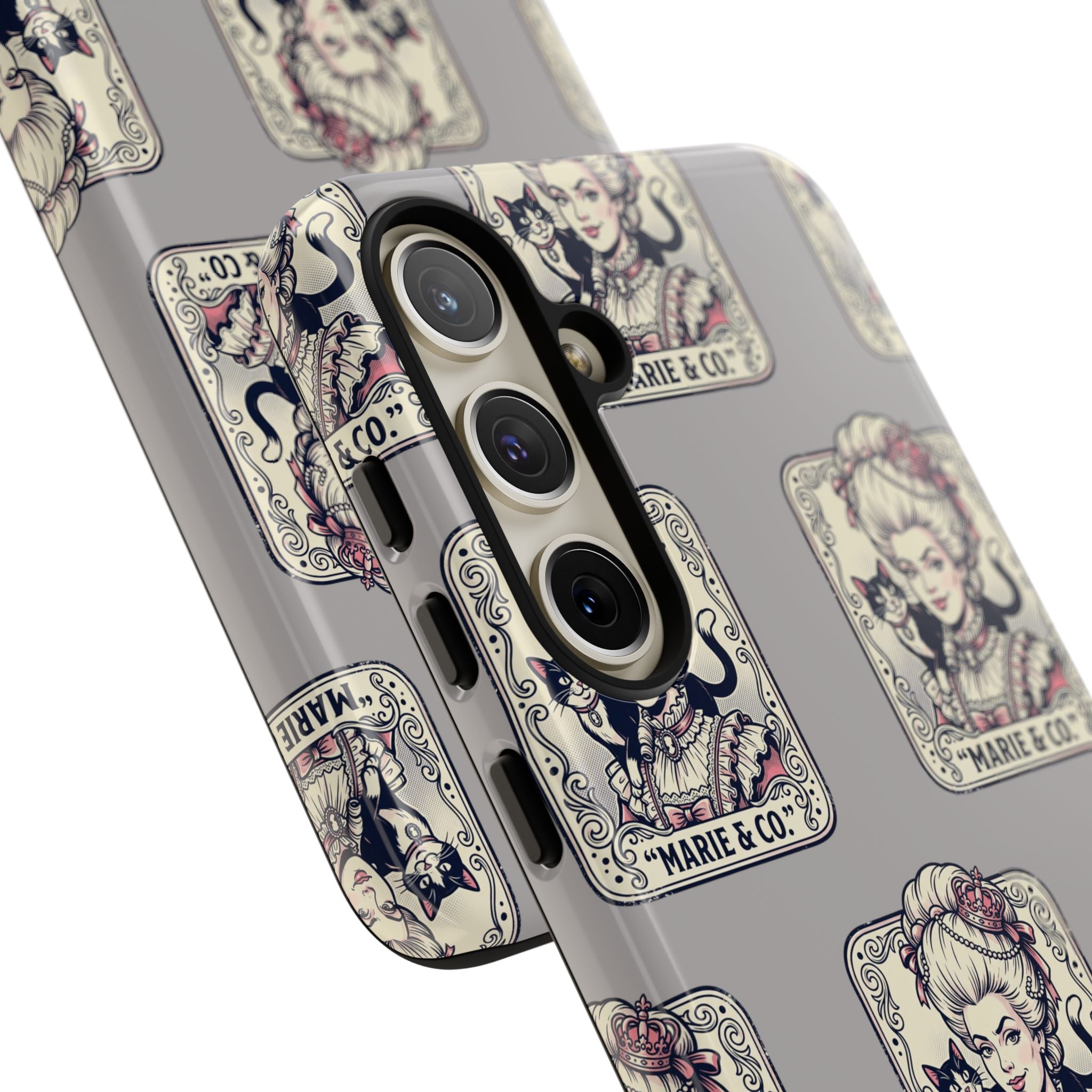 Marie Antoinette & Cat Pattern Tough Phone Case