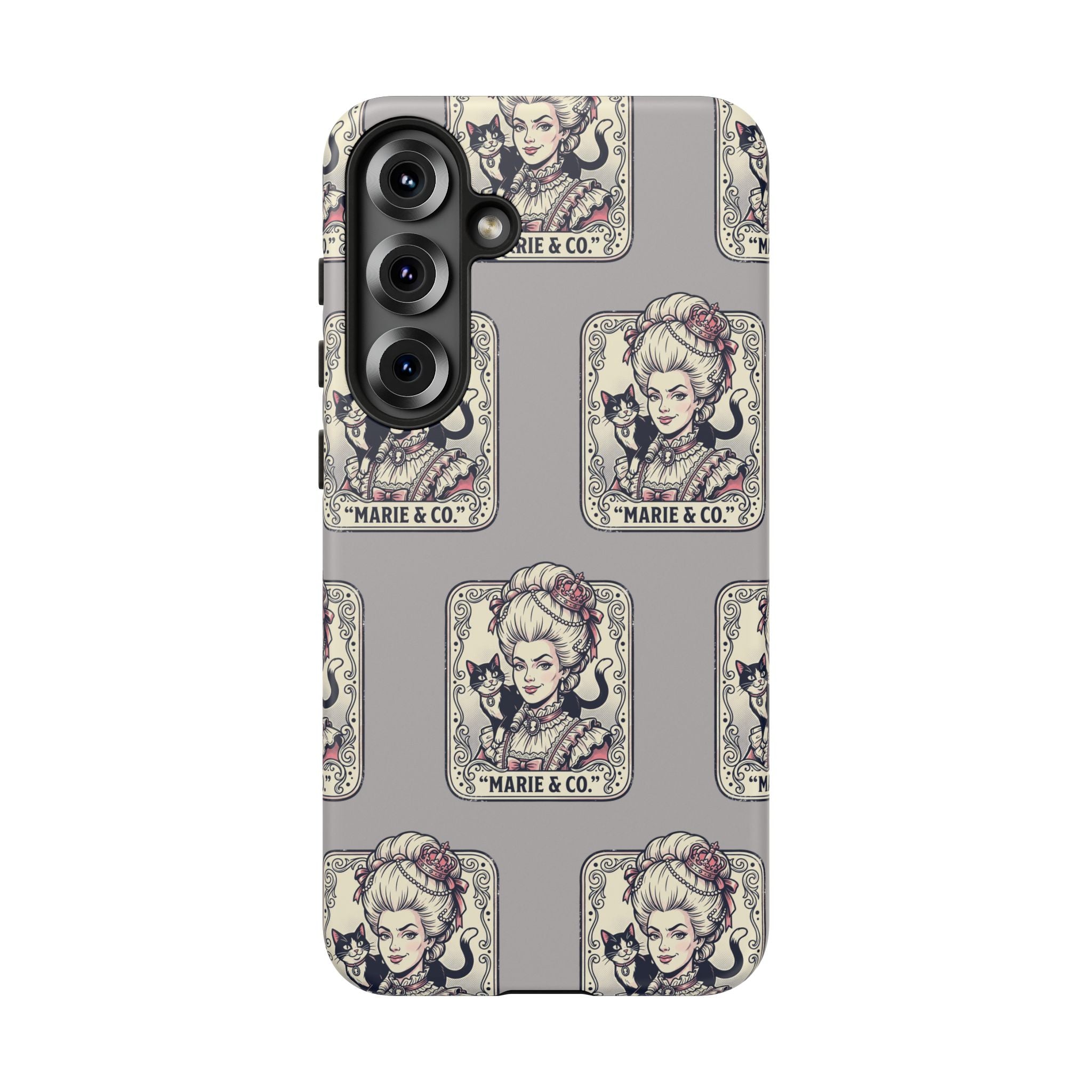 Marie Antoinette & Cat Pattern Tough Phone Case