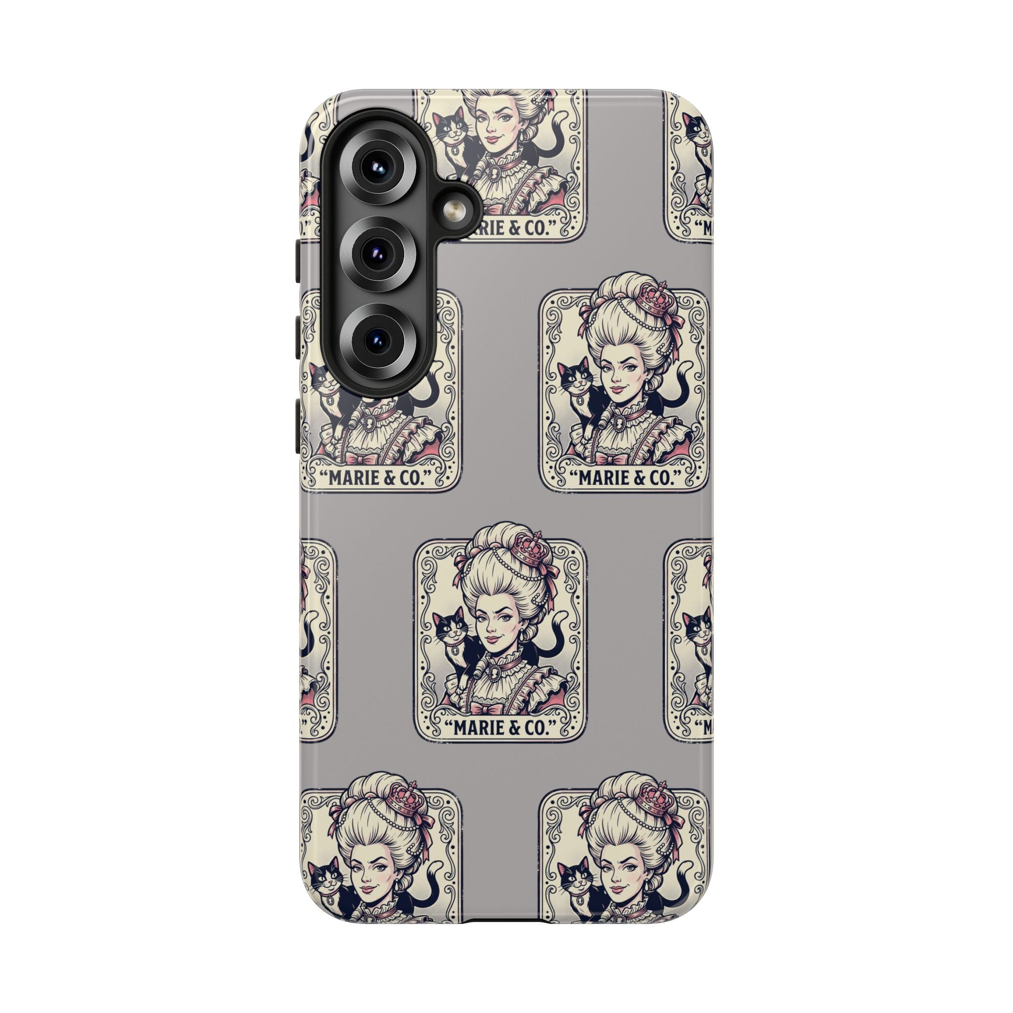 Marie Antoinette & Cat Pattern Tough Phone Case