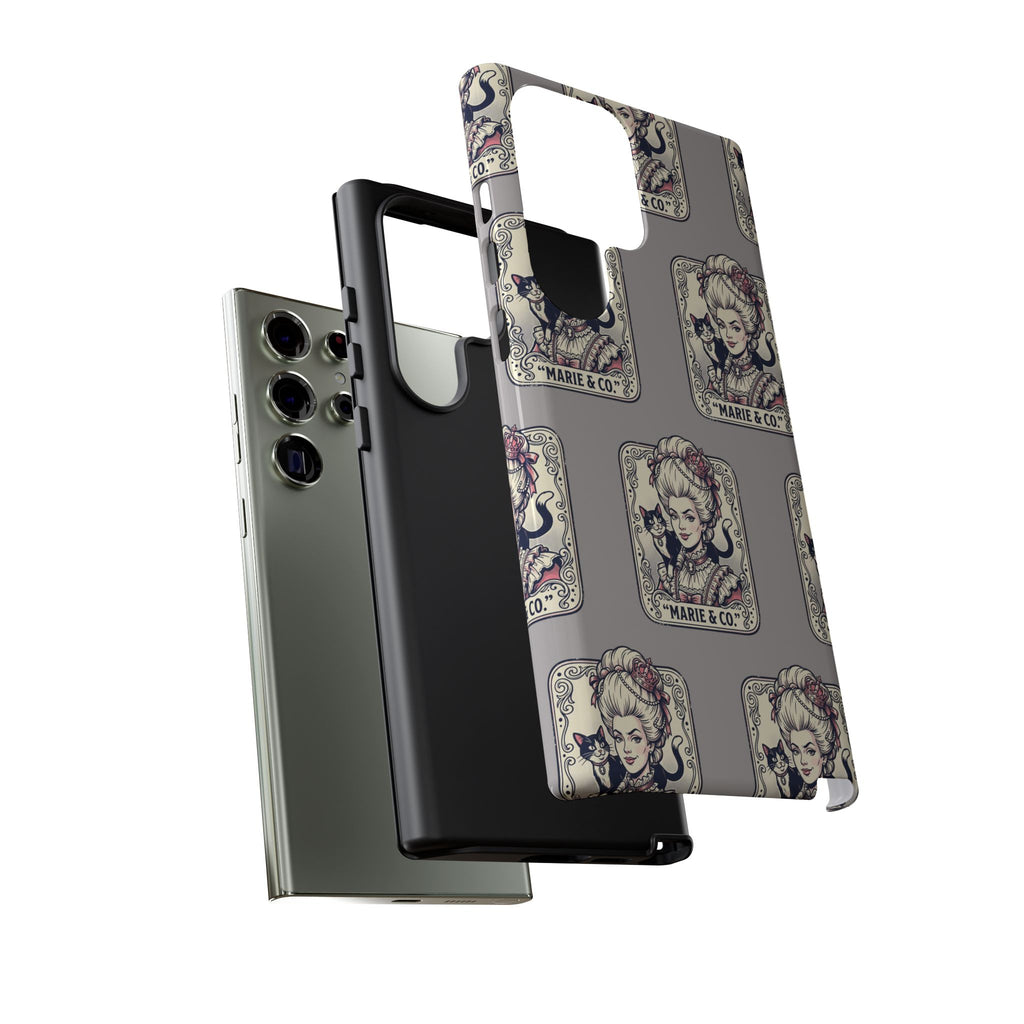 Marie Antoinette & Cat Pattern Tough Phone Case