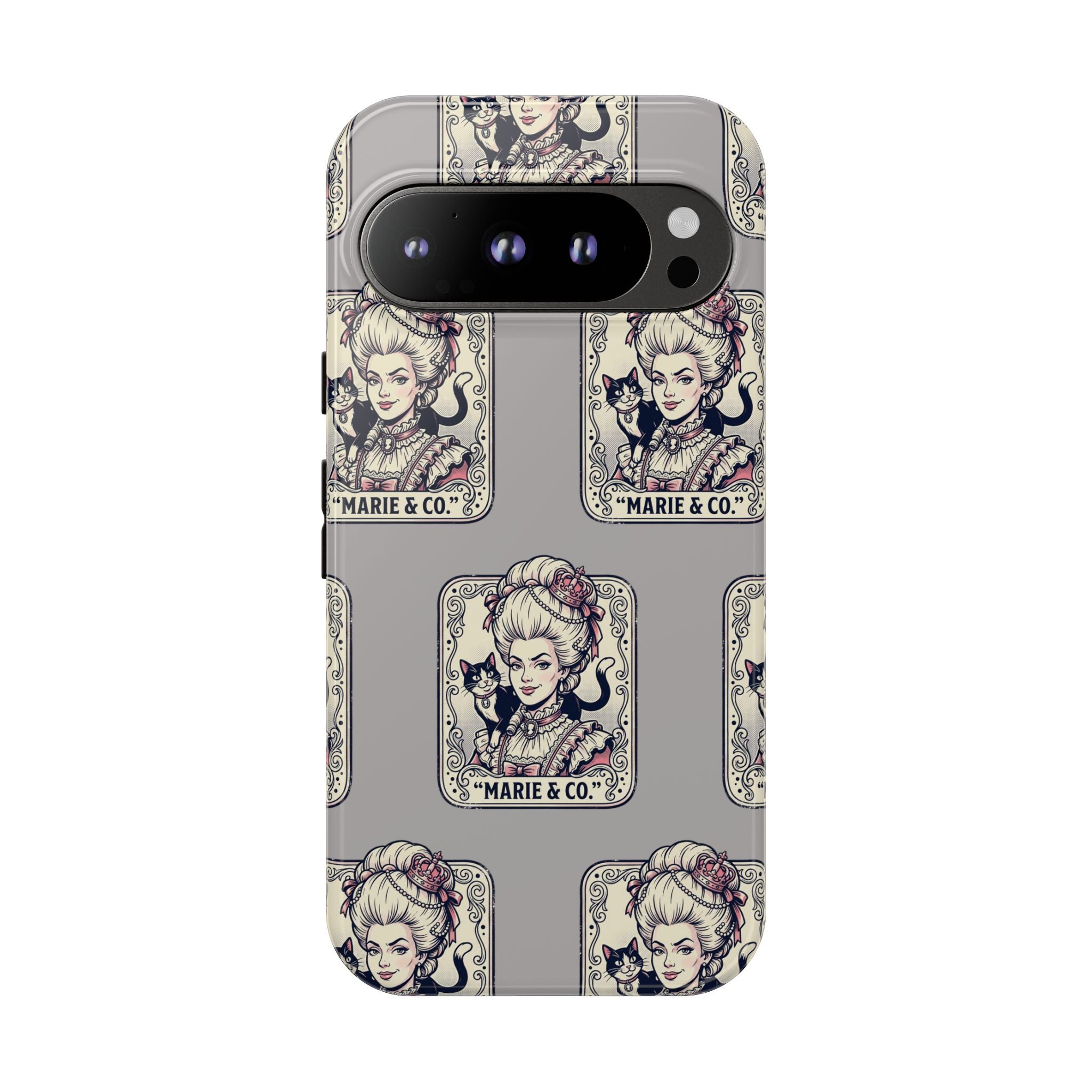 Marie Antoinette & Cat Pattern Tough Phone Case