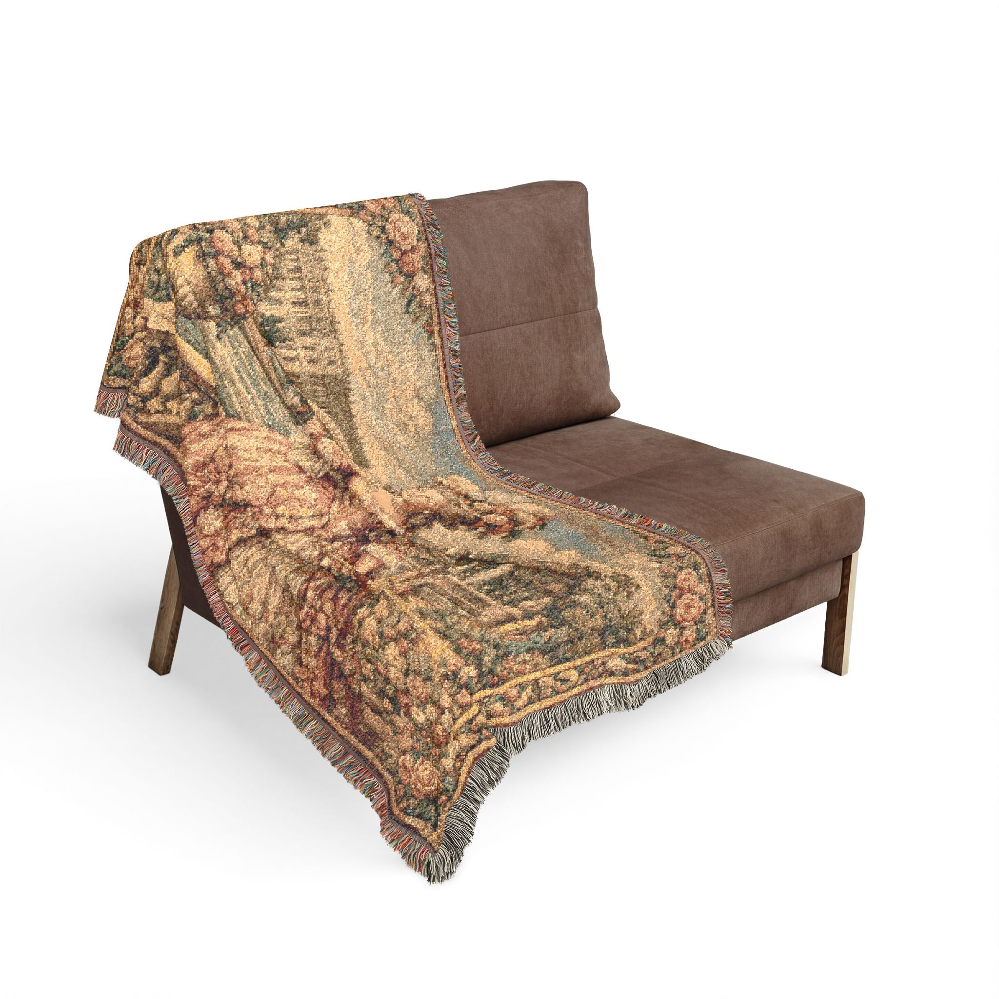 Versailles Tapestry 52 x 37 Woven Blanket | Marie Antoinette Fringe Throw 100% cotton construction