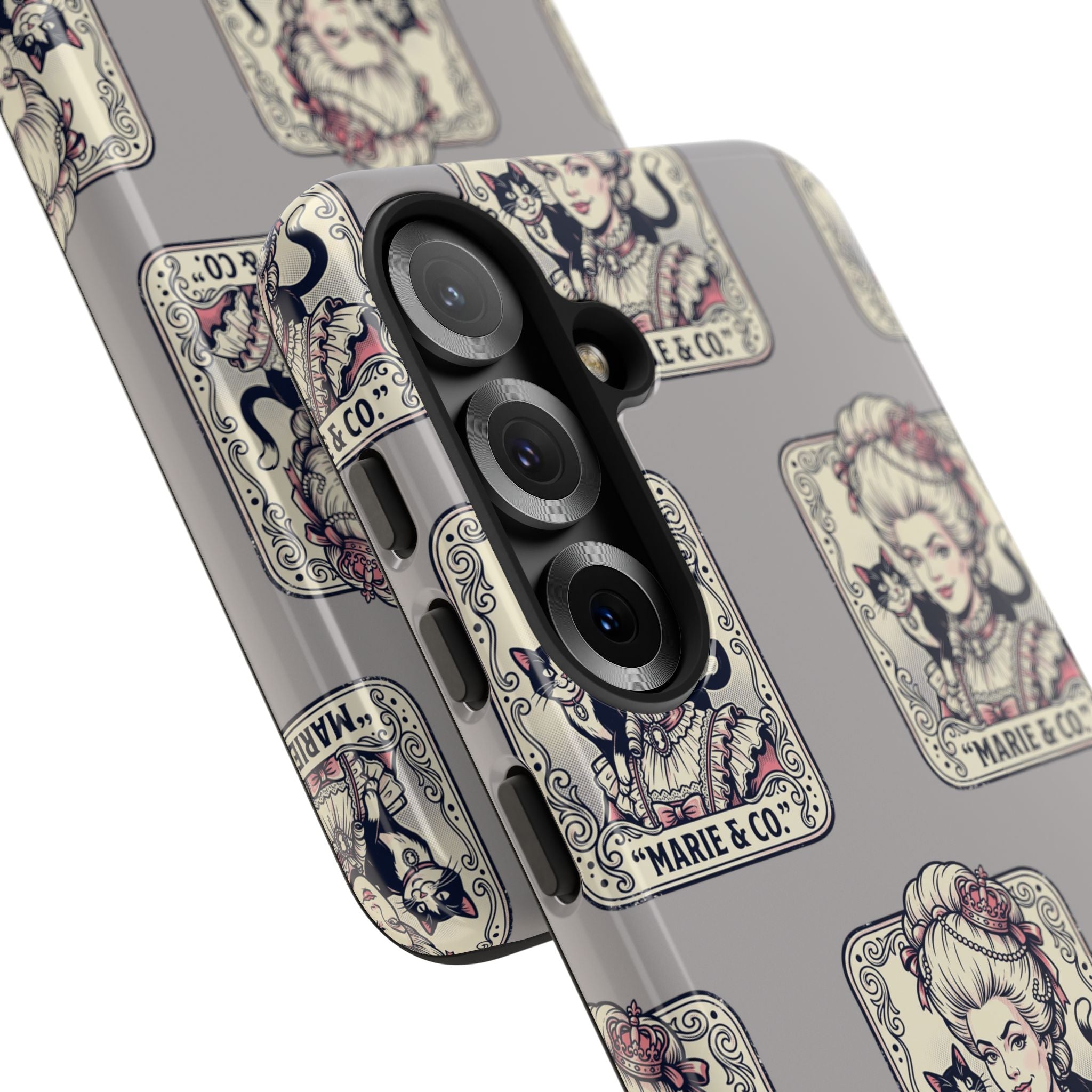 Marie Antoinette & Cat Pattern Tough Phone Case