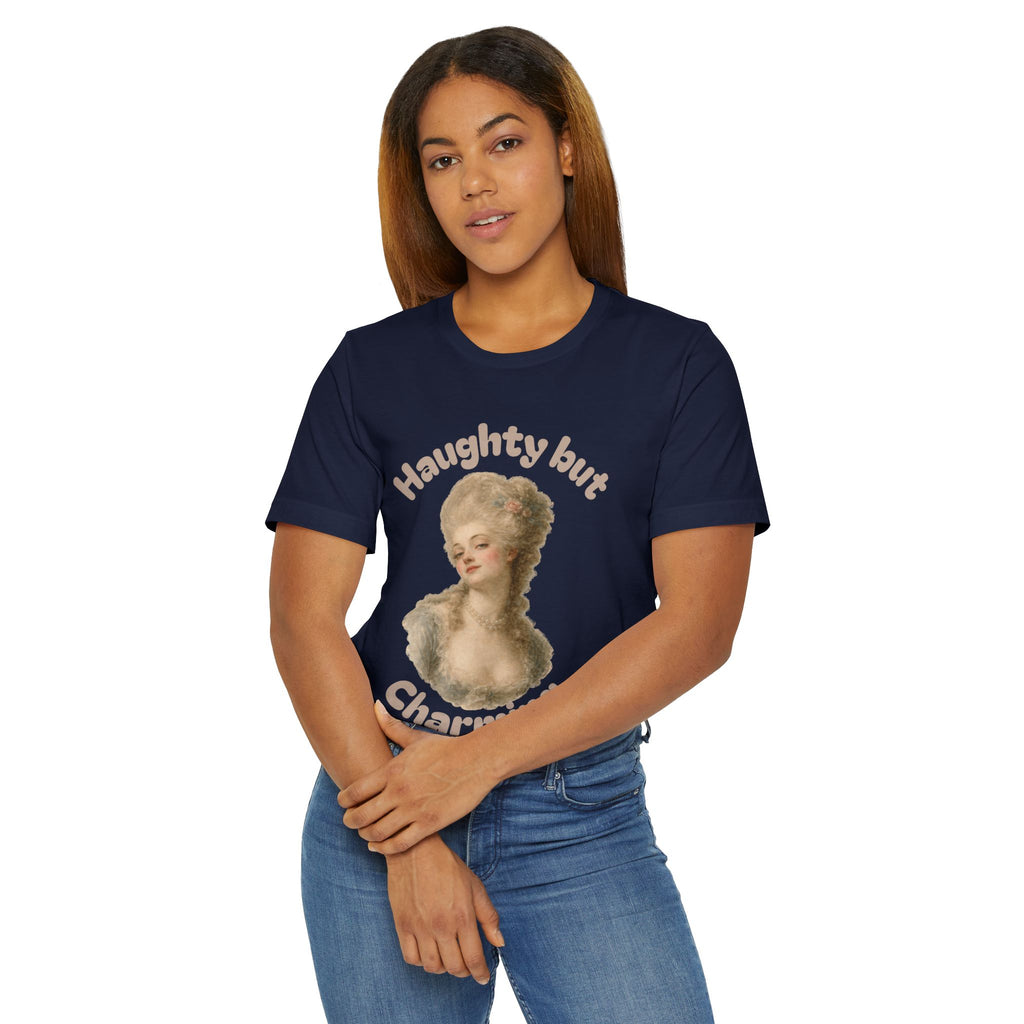 Haughty But Charming Vintage Portrait T-Shirt -Navy