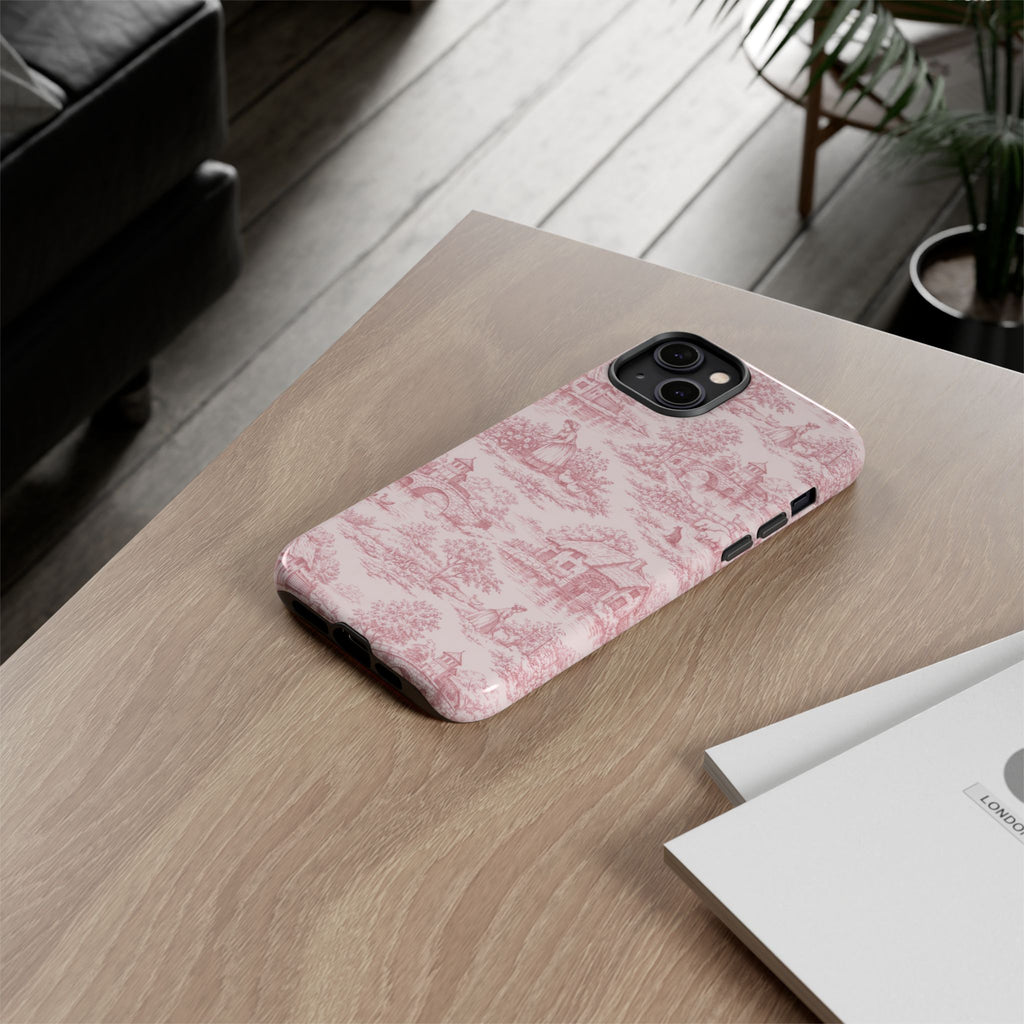 Le Hameau Pink Toile Phone Case — The Queen's Hamlet Pattern Tough Protective Case