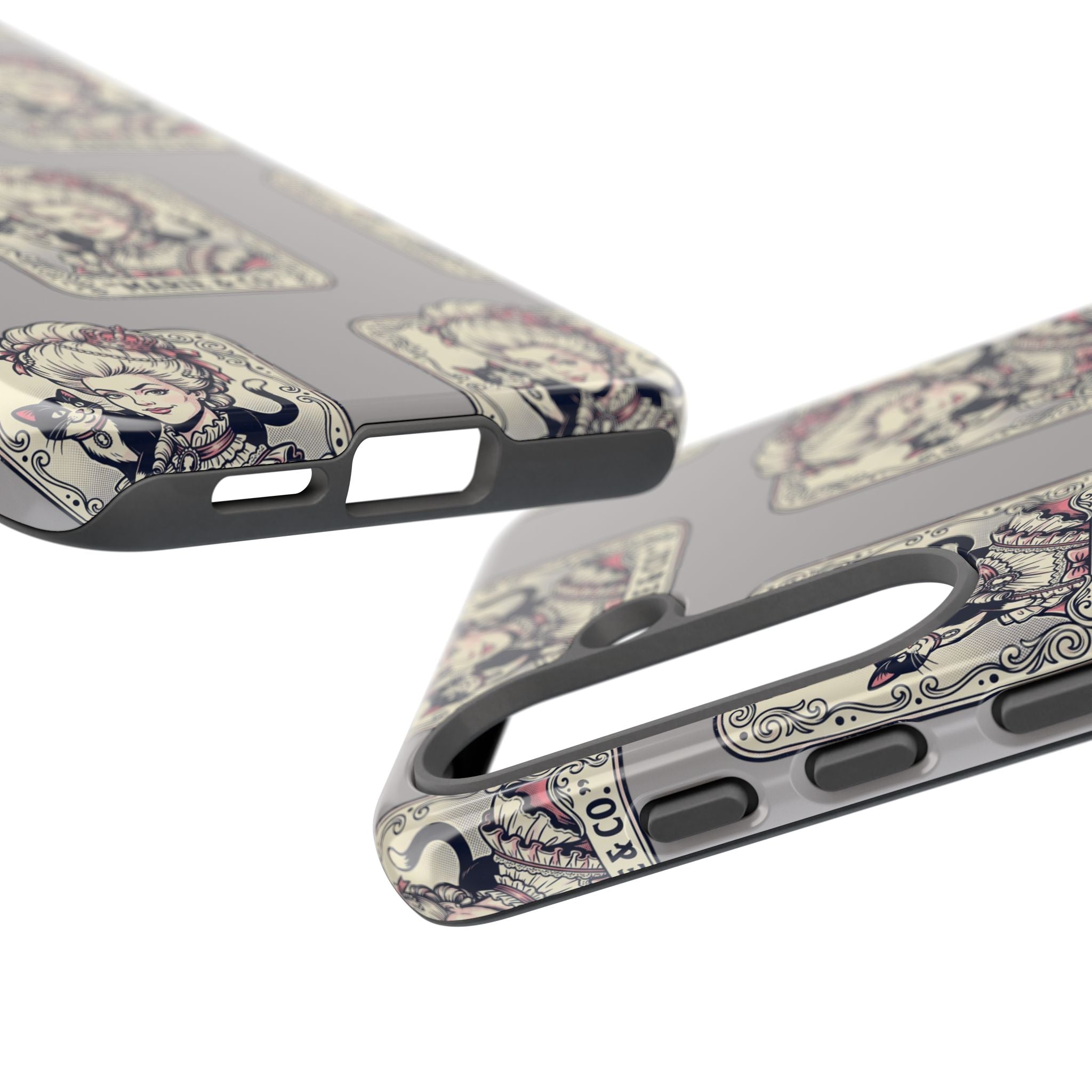 Marie Antoinette & Cat Pattern Tough Phone Case