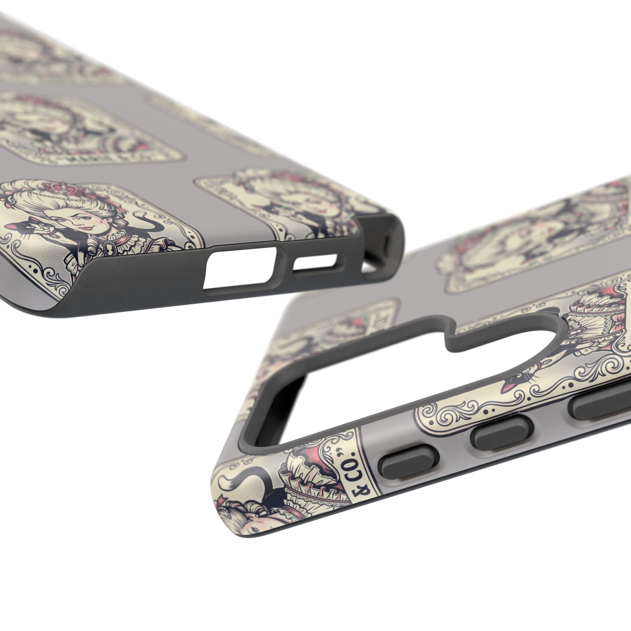 Marie Antoinette & Cat Pattern Tough Phone Case