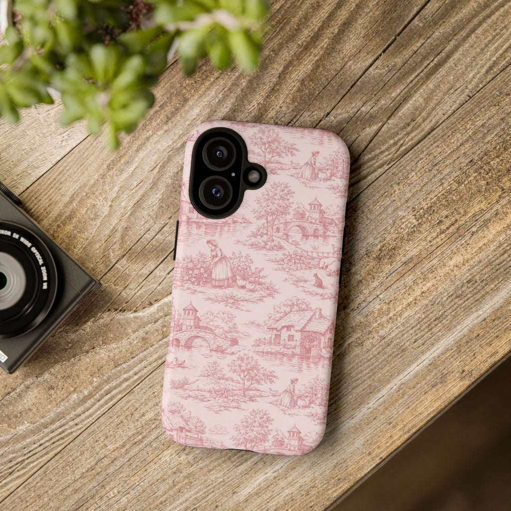 Le Hameau Pink Toile Phone Case — The Queen's Hamlet Pattern Tough Protective Case