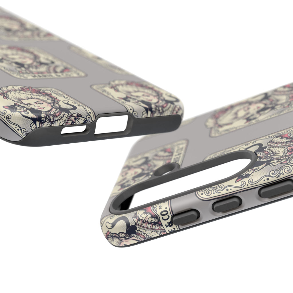 Marie Antoinette & Cat Pattern Tough Phone Case