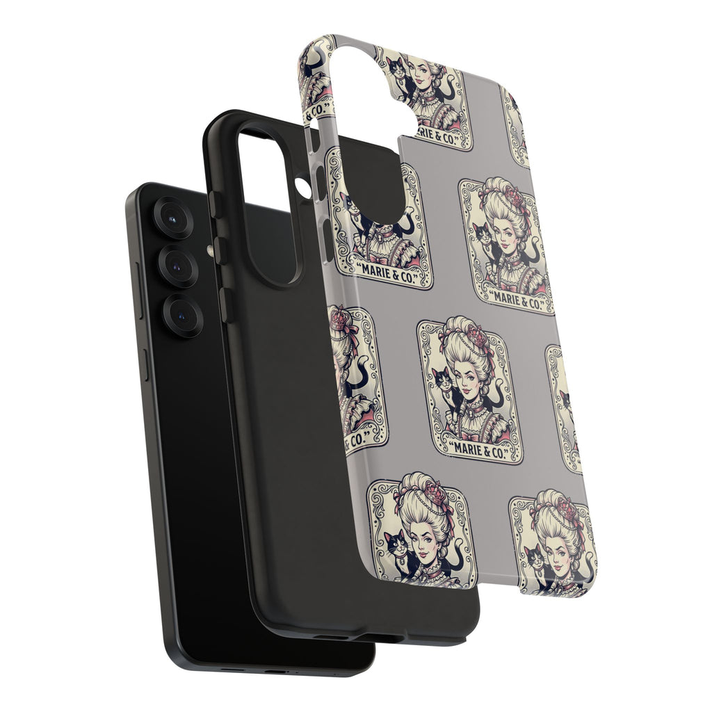 Marie Antoinette & Cat Pattern Tough Phone Case