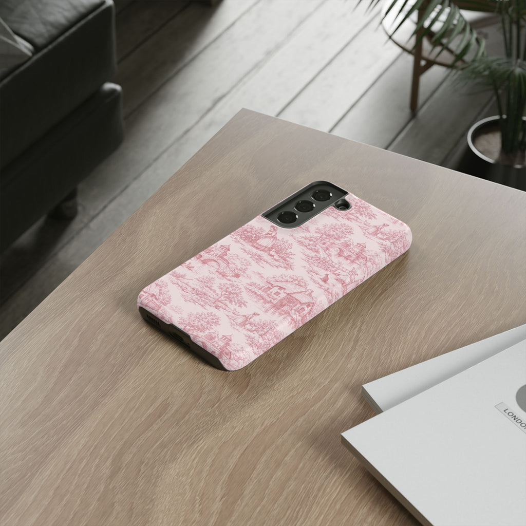 Le Hameau Pink Toile Phone Case — The Queen's Hamlet Pattern Tough Protective Case
