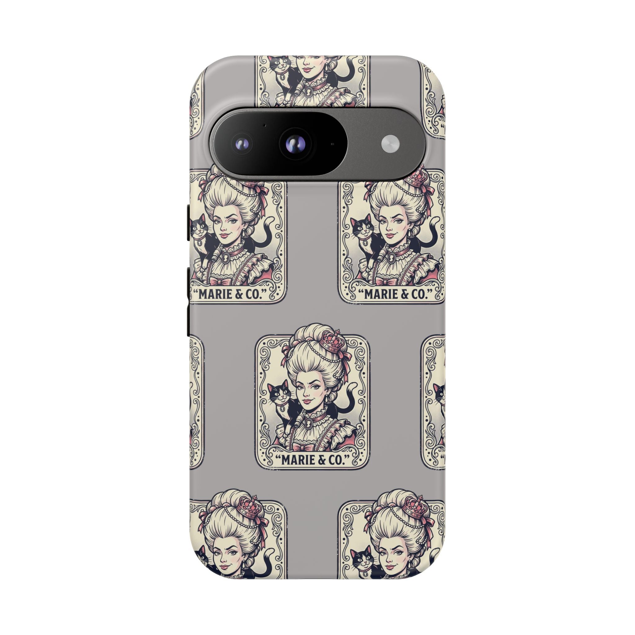 Marie Antoinette & Cat Pattern Tough Phone Case