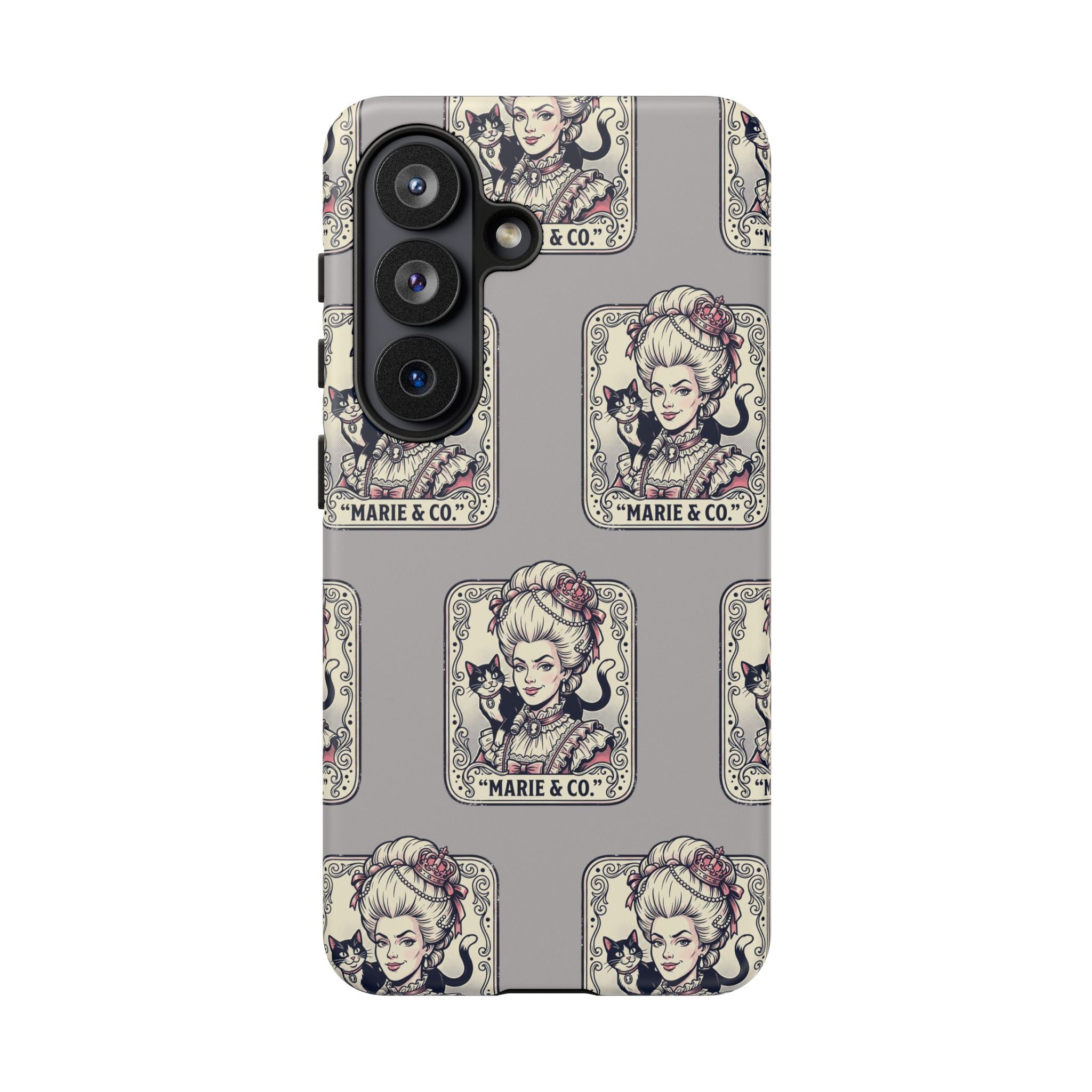 Marie Antoinette & Cat Pattern Tough Phone Case