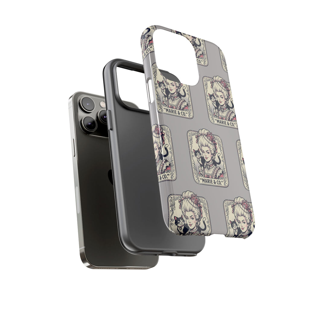 Marie Antoinette & Cat Pattern Tough Phone Case
