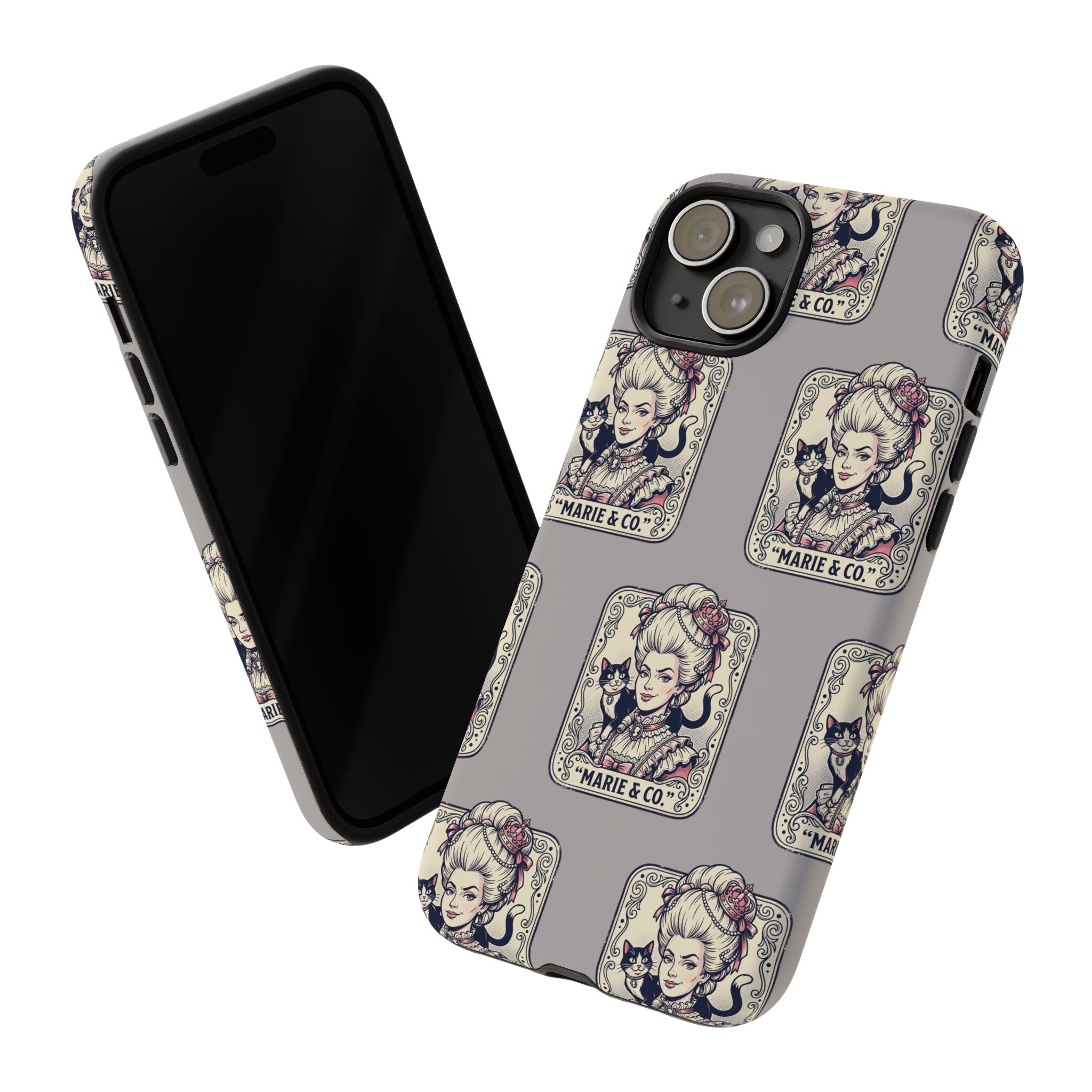 Marie Antoinette & Cat Pattern Tough Phone Case