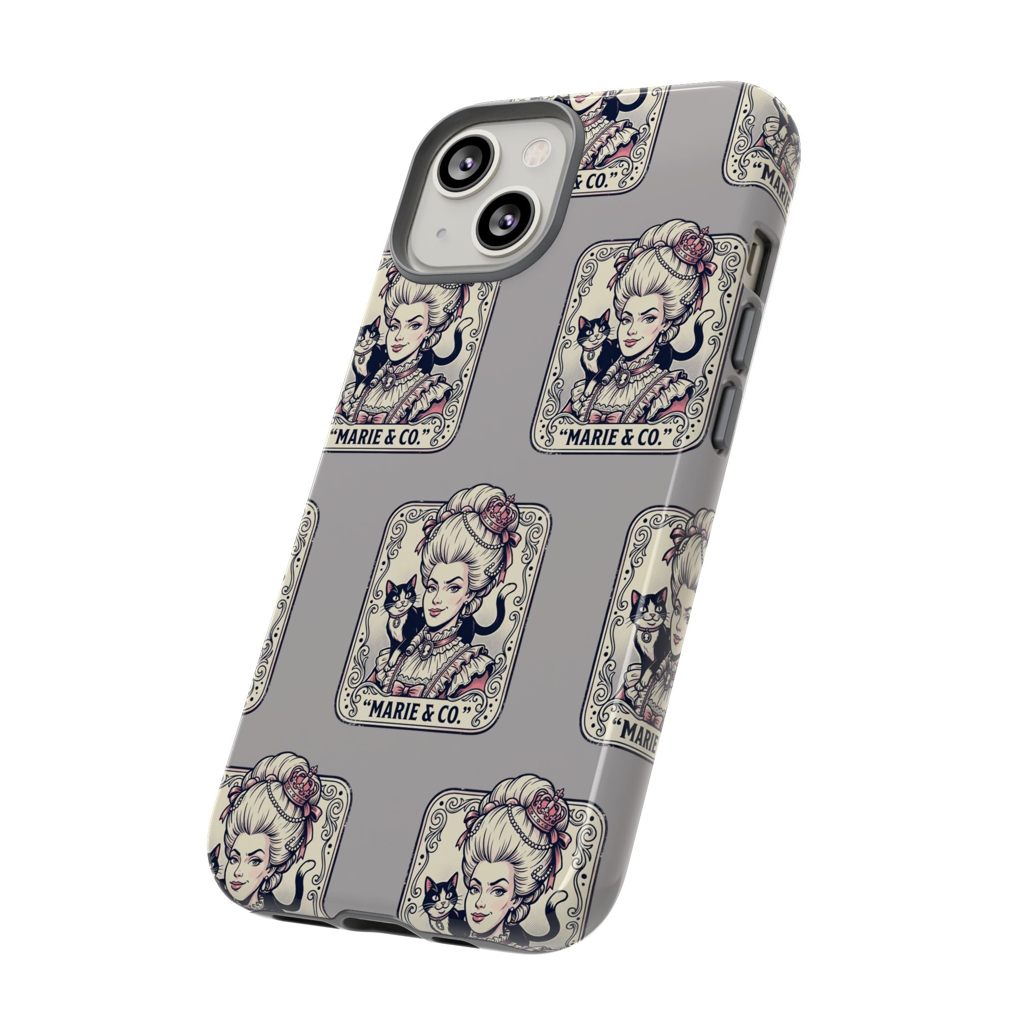 Marie Antoinette & Cat Pattern Tough Phone Case