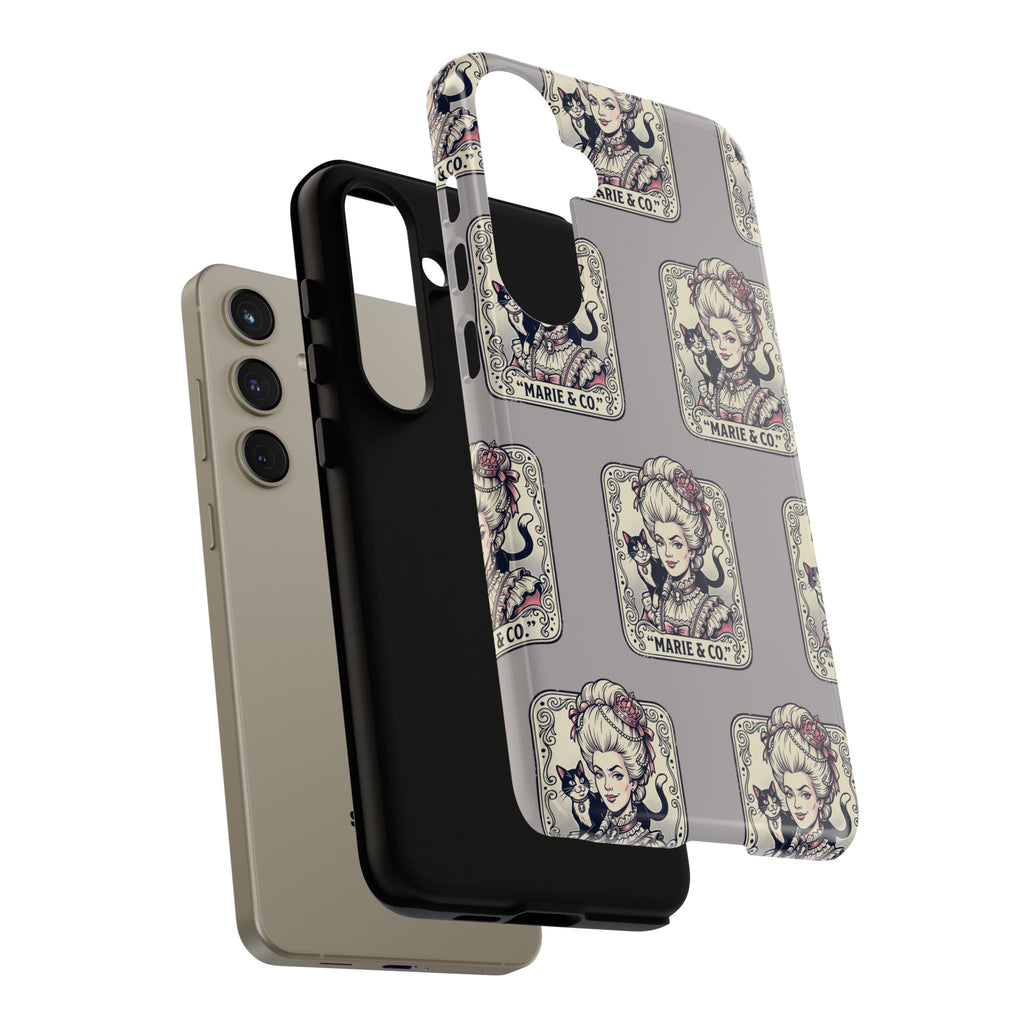 Marie Antoinette & Cat Pattern Tough Phone Case