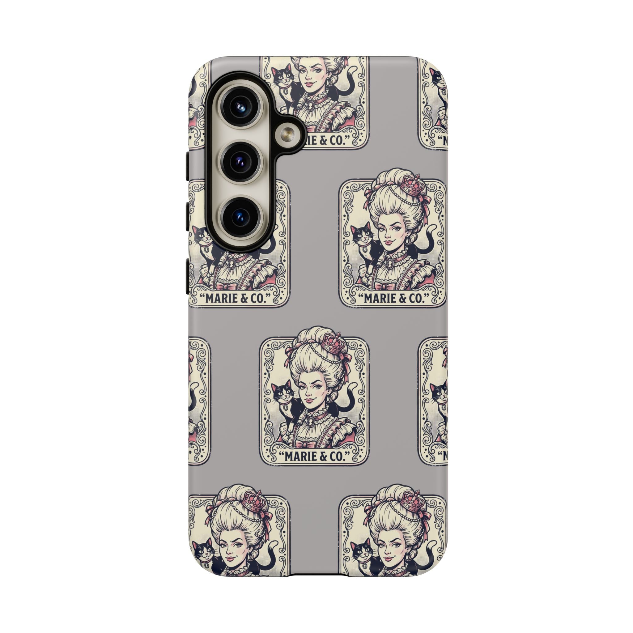 Marie Antoinette & Cat Pattern Tough Phone Case