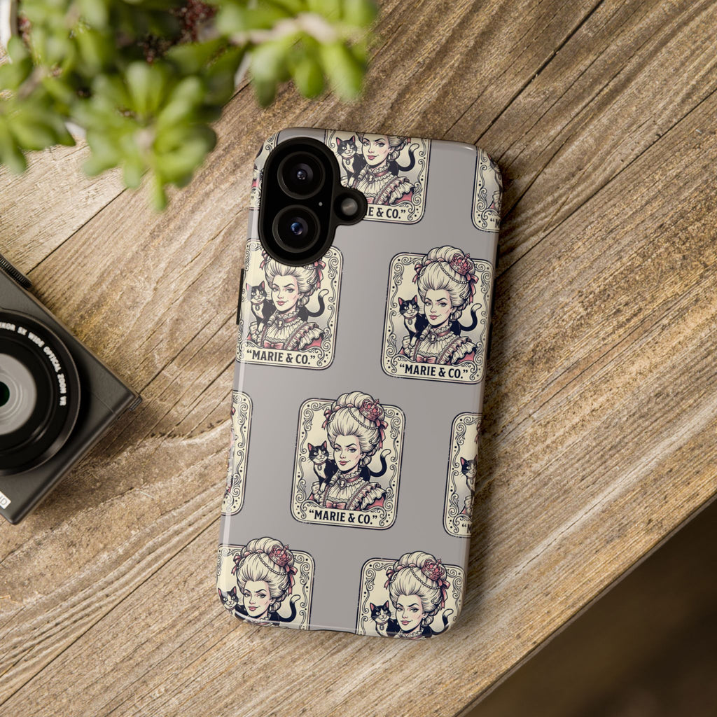 Marie Antoinette & Cat Pattern Tough Phone Case