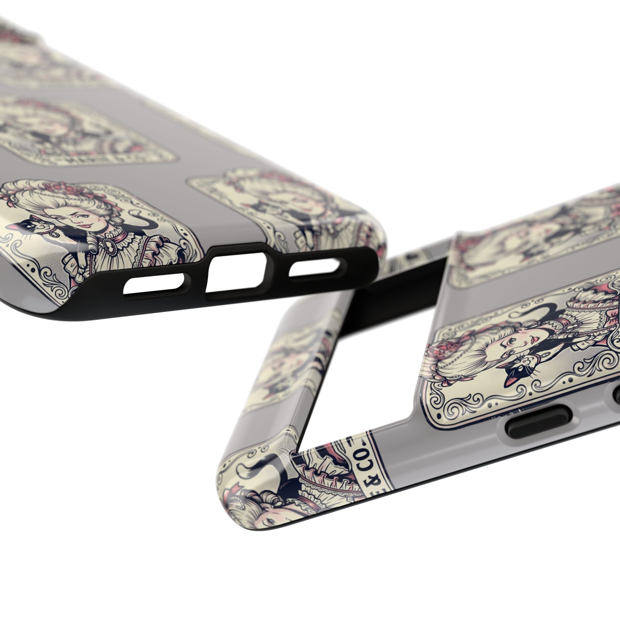 Marie Antoinette & Cat Pattern Tough Phone Case