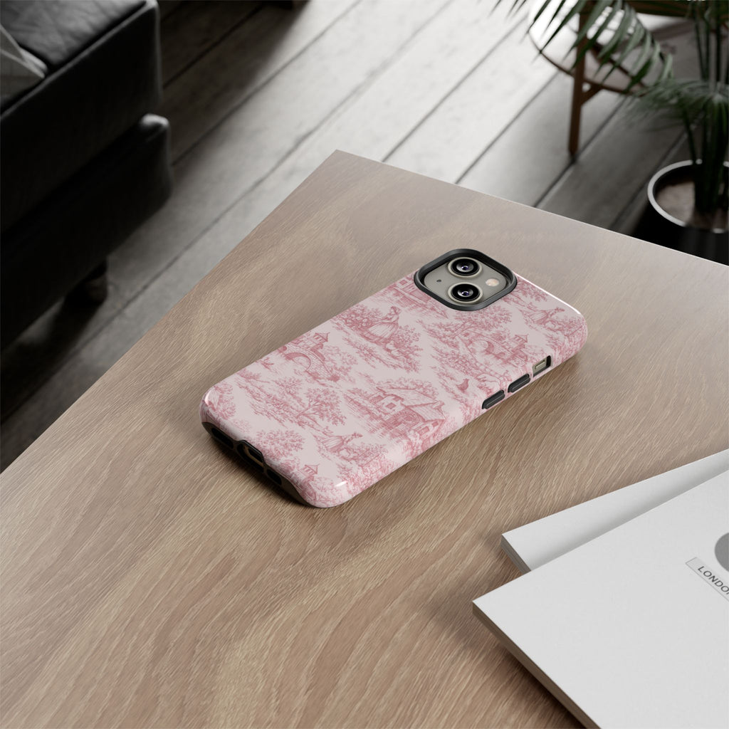 Le Hameau Pink Toile Phone Case — The Queen's Hamlet Pattern Tough Protective Case