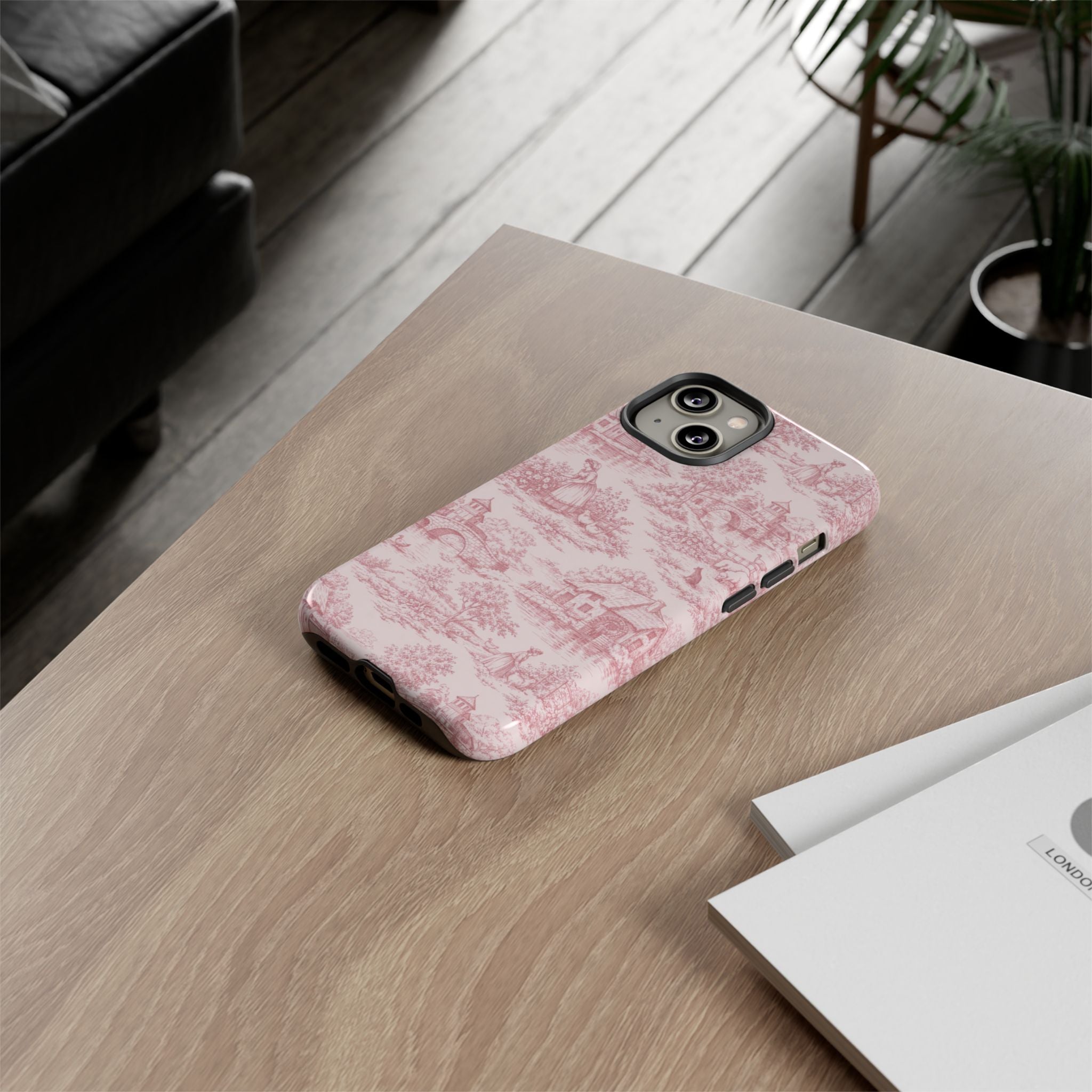 Le Hameau Pink Toile Phone Case — The Queen's Hamlet Pattern Tough Protective Case